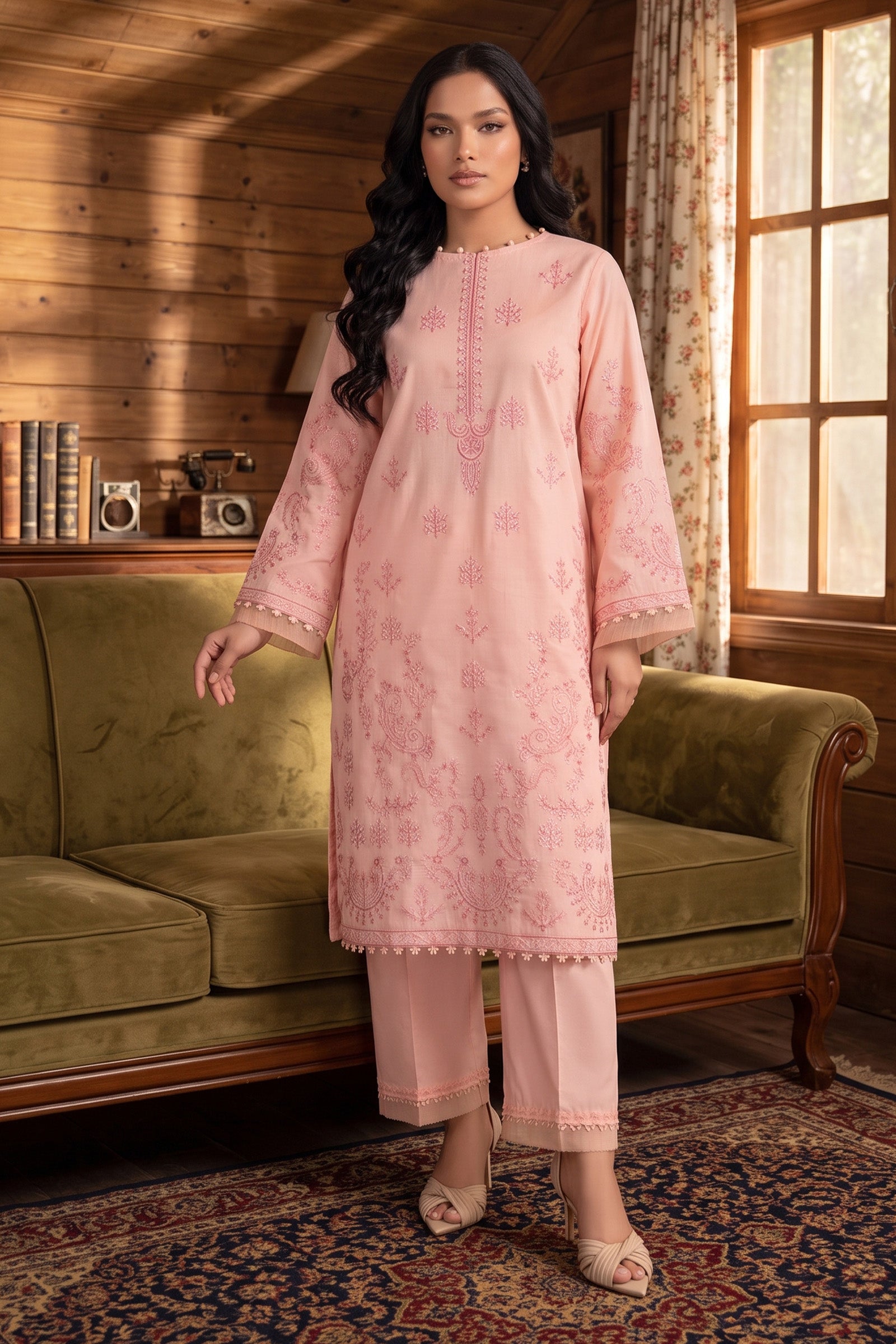 Ruddy Pink 2 Piece Unstitched Dyed Embroidered Lawn Main image