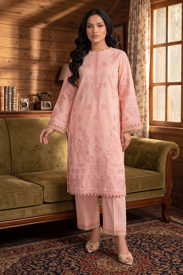 Ruddy Pink 2 Piece Unstitched Dyed Embroidered Lawn