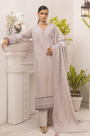 3 Piece Unstitched Soft Lilac Purple - SafaNoor