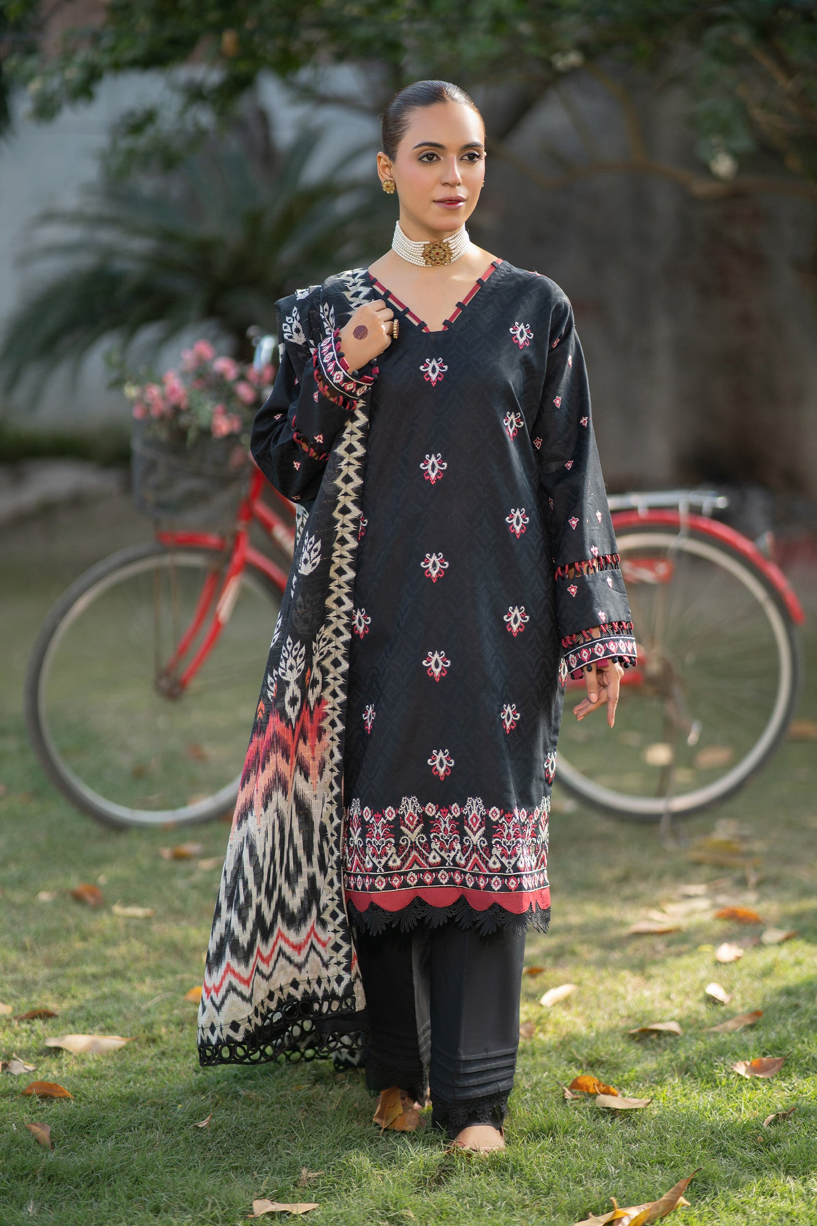 3 Piece Unstitched Black Premium Emb Lawn