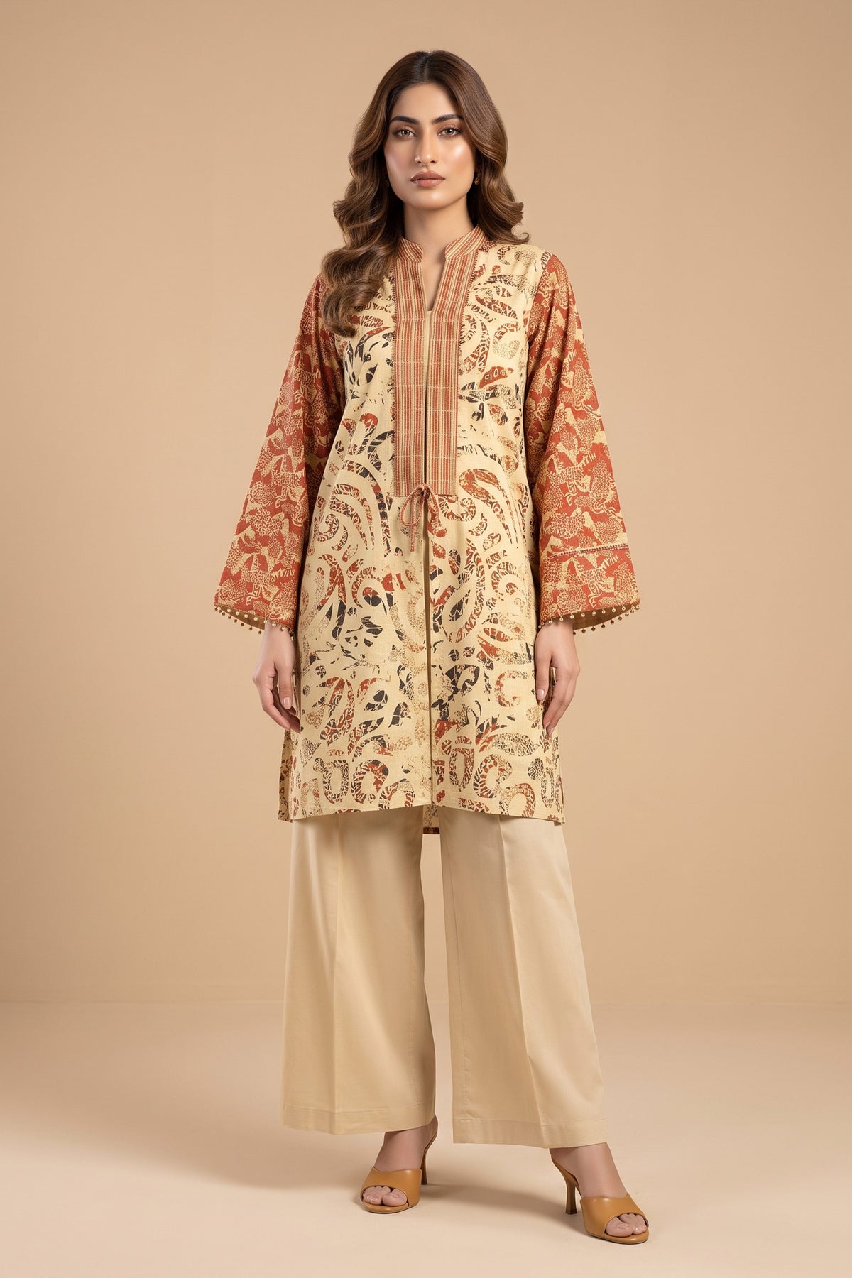 Grid Khaddar Unstitched 1 Piece Cream