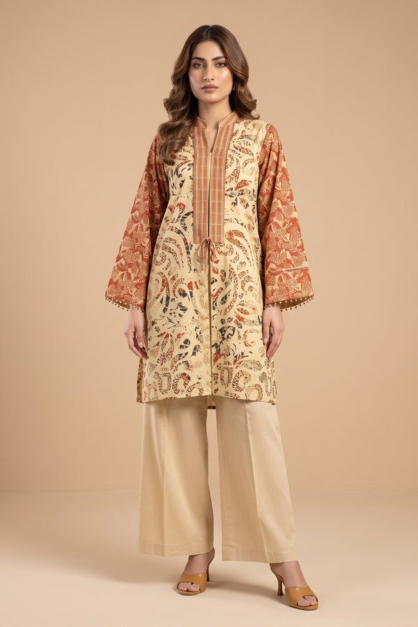 Grid Khaddar Unstitched 1 Piece Cream