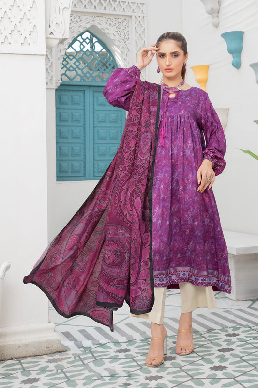 2 piece unstitched Light Plum Twill Marina Suit - safa noor marina collection