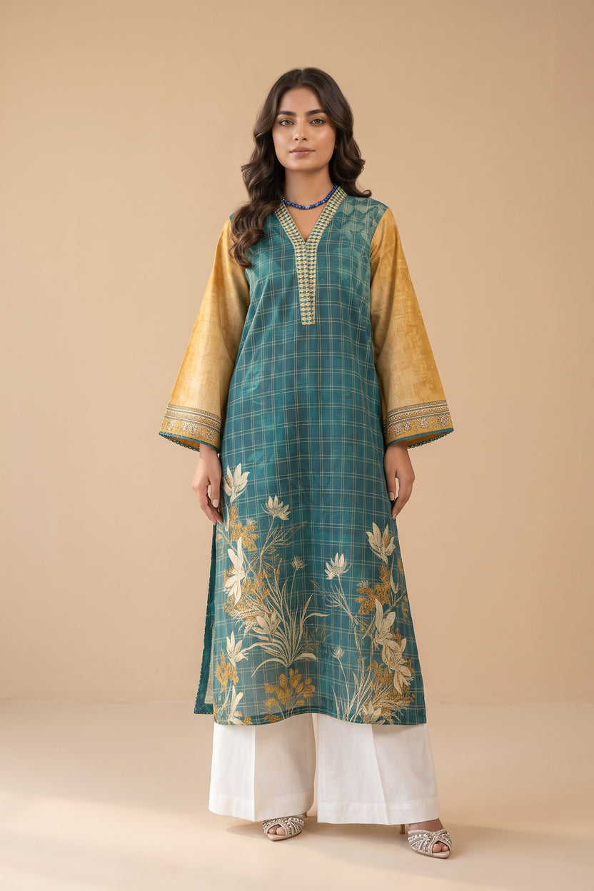 1 PIECE / SHIRT ONLY- GRID KHADDAR Main image