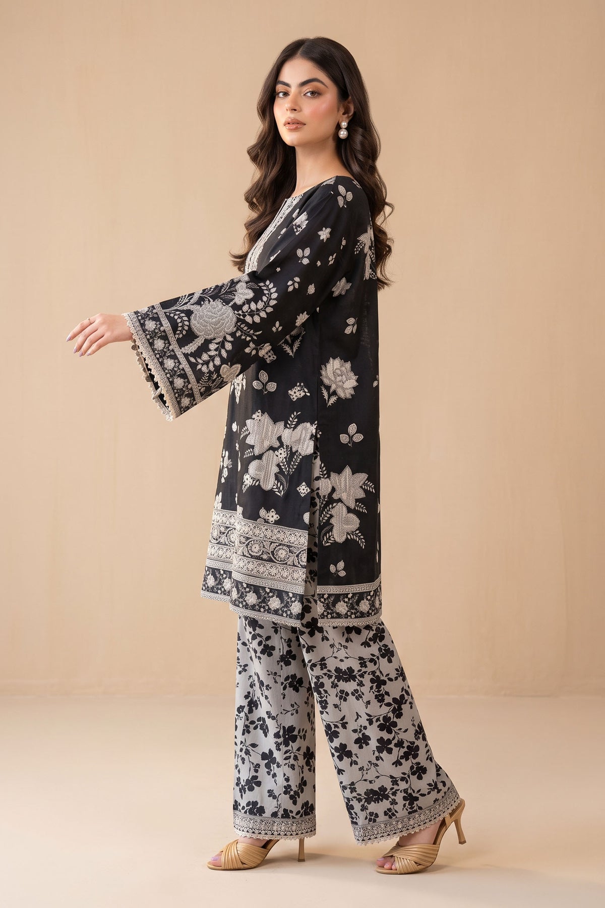 Black 2 Piece Unstitched Dyed Embroidered Lawn Main image