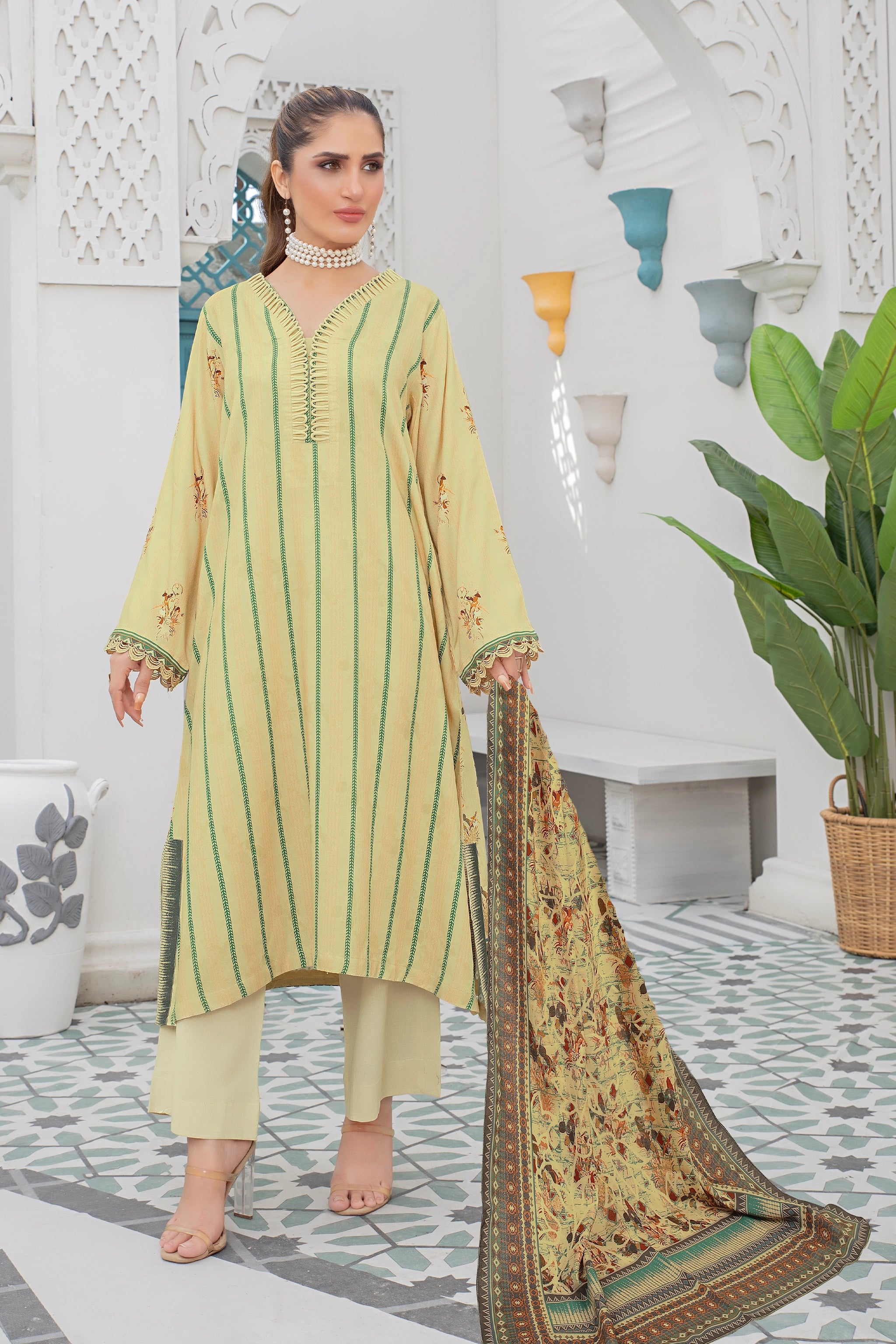 2 piece unstitched Winter Hazel Twill Marina Suit - safa noor marina collection