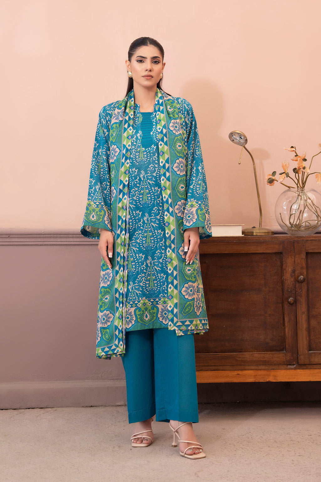 Blue 3 Piece Unstitched Premium Printed Lawn
