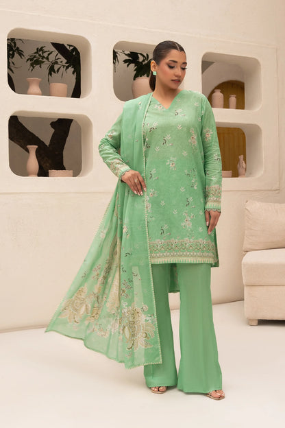 3 Piece Unstitched Sea Green Premium Printed Lawn