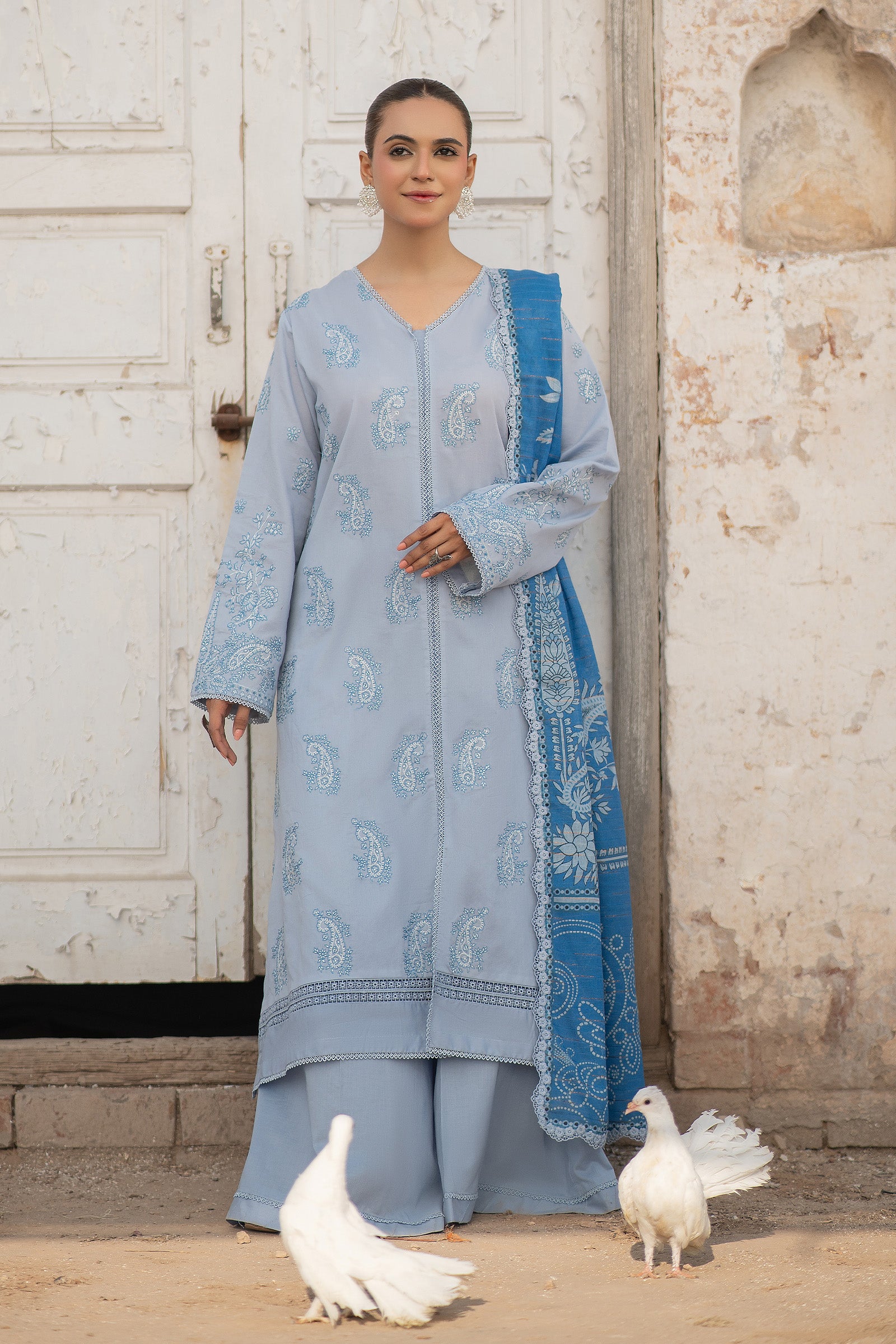 3 Piece Unstitched Lavender Gray Premium Emb Lawn Main image