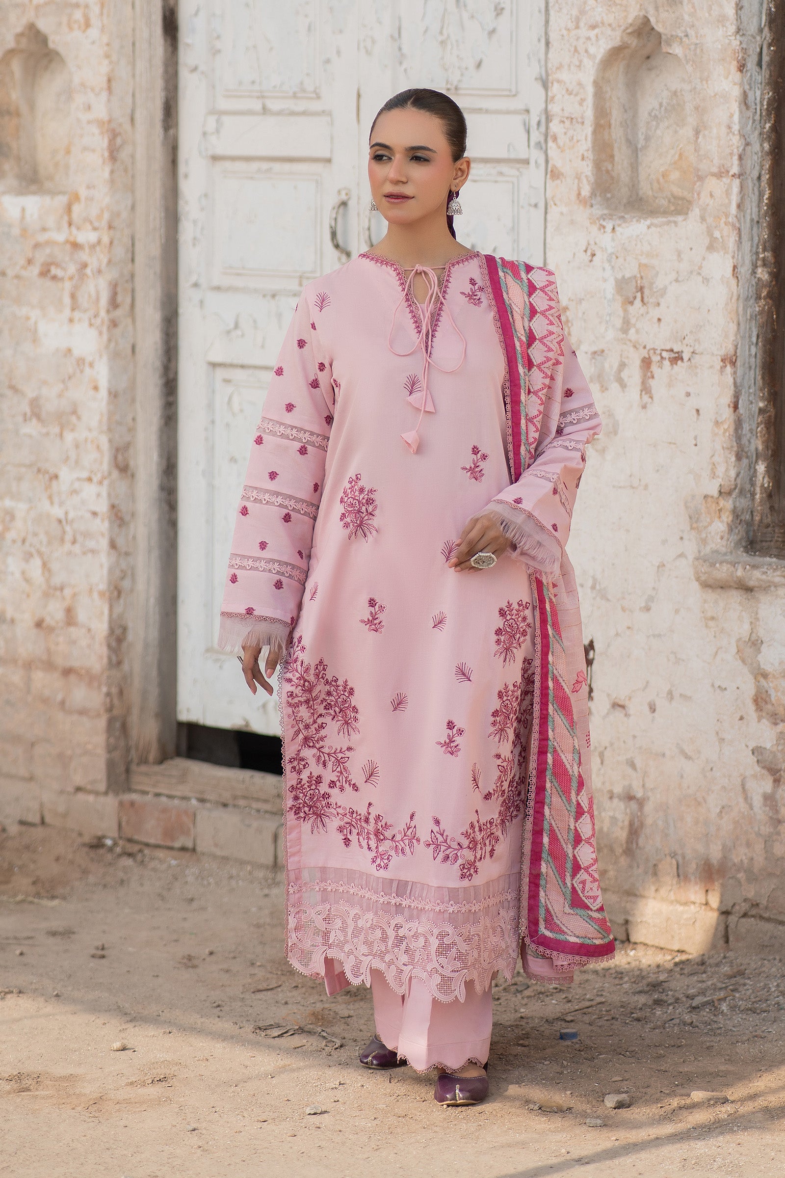 3 Piece Unstitched Pale Chestnut Premium Emb Lawn