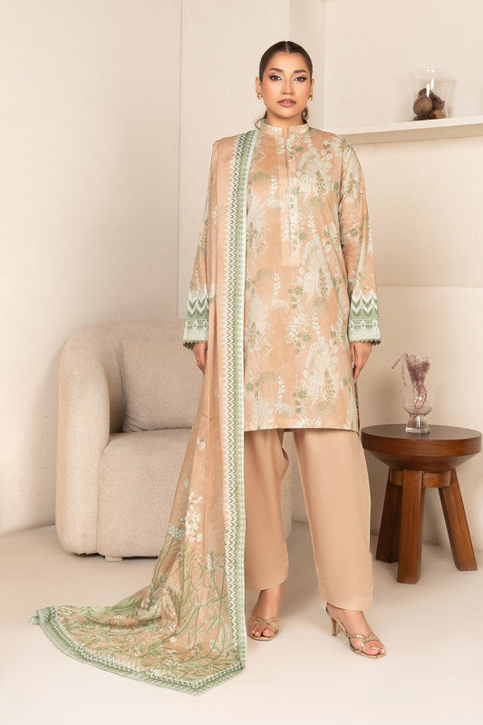 3 Piece Unstitched Desert Sand Premium Printed Lawn