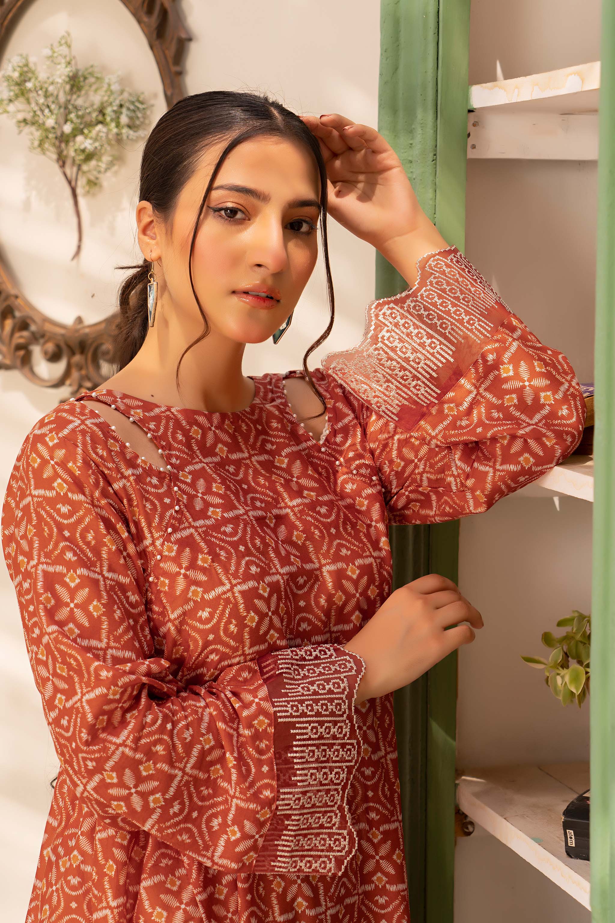 1 Piece Brown Printed Lawn Shirt - (Vol-57/16)1P-S-24-D-20 - SAFANOOR