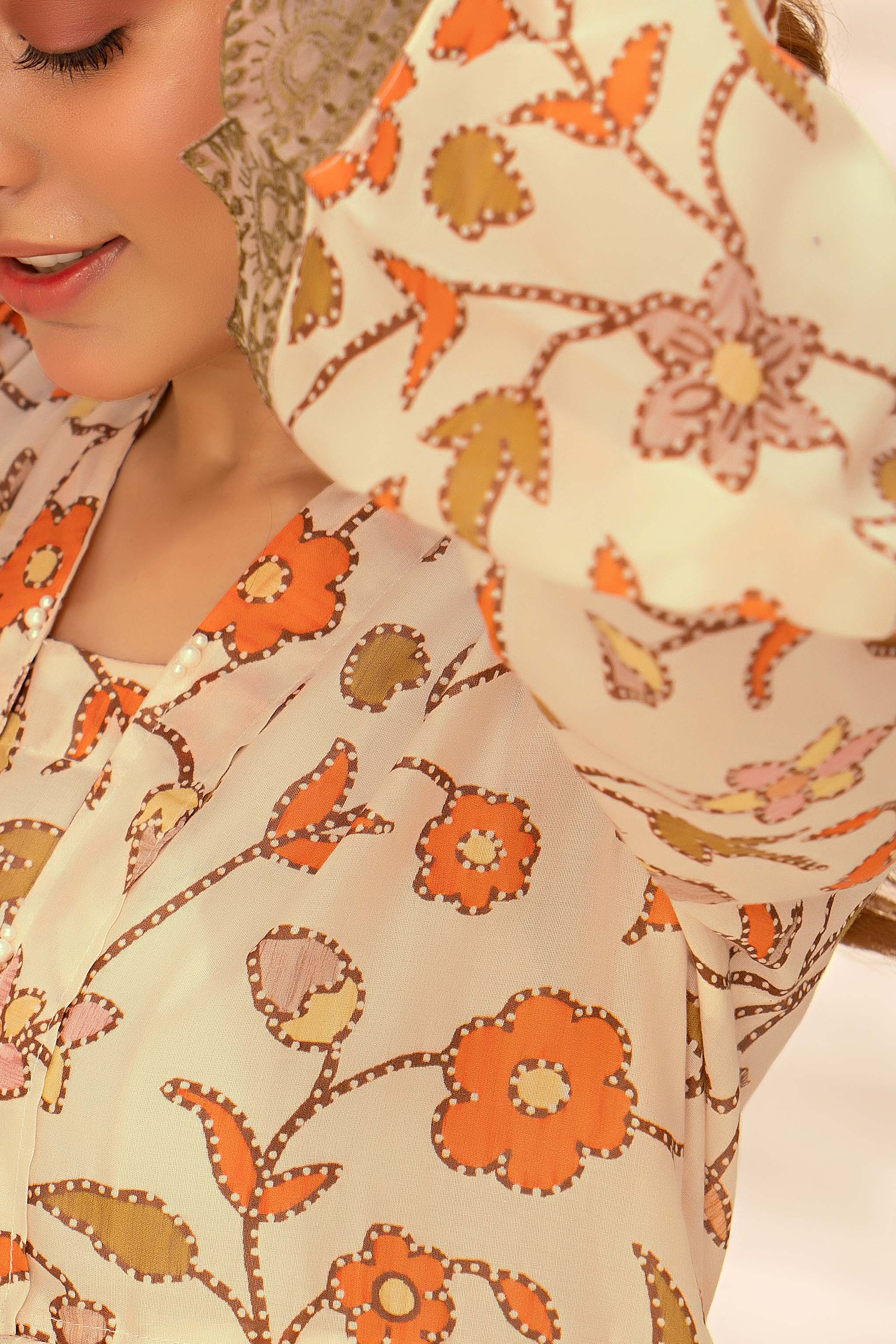 1 Piece Cream Printed Lawn - (Vol-57/16)1P-S-24-D-13 - SAFANOOR