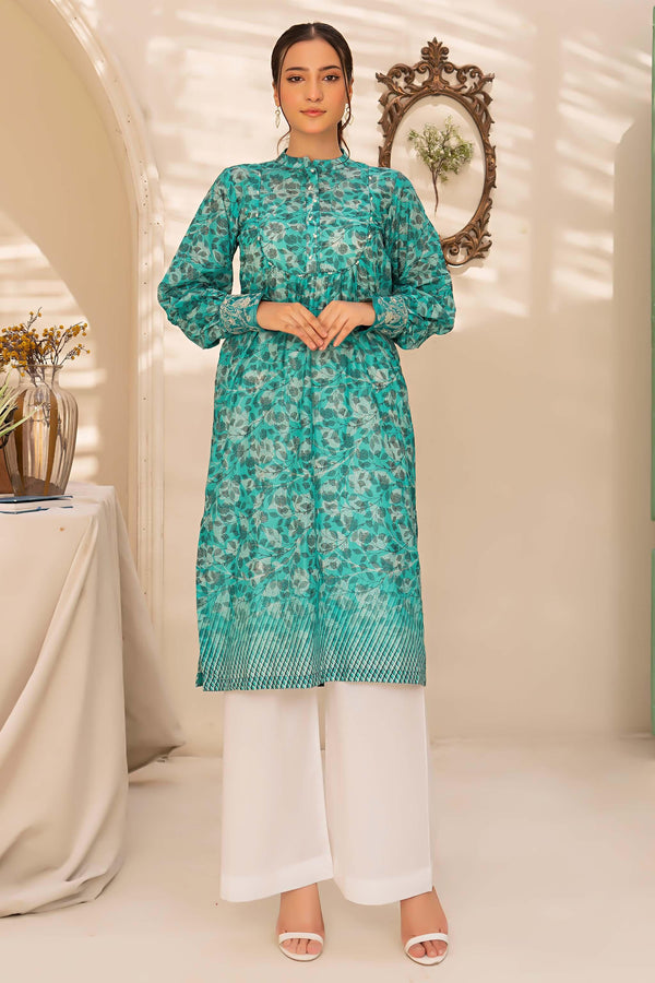 1 Piece Cyan Printed Lawn - SafaNoor