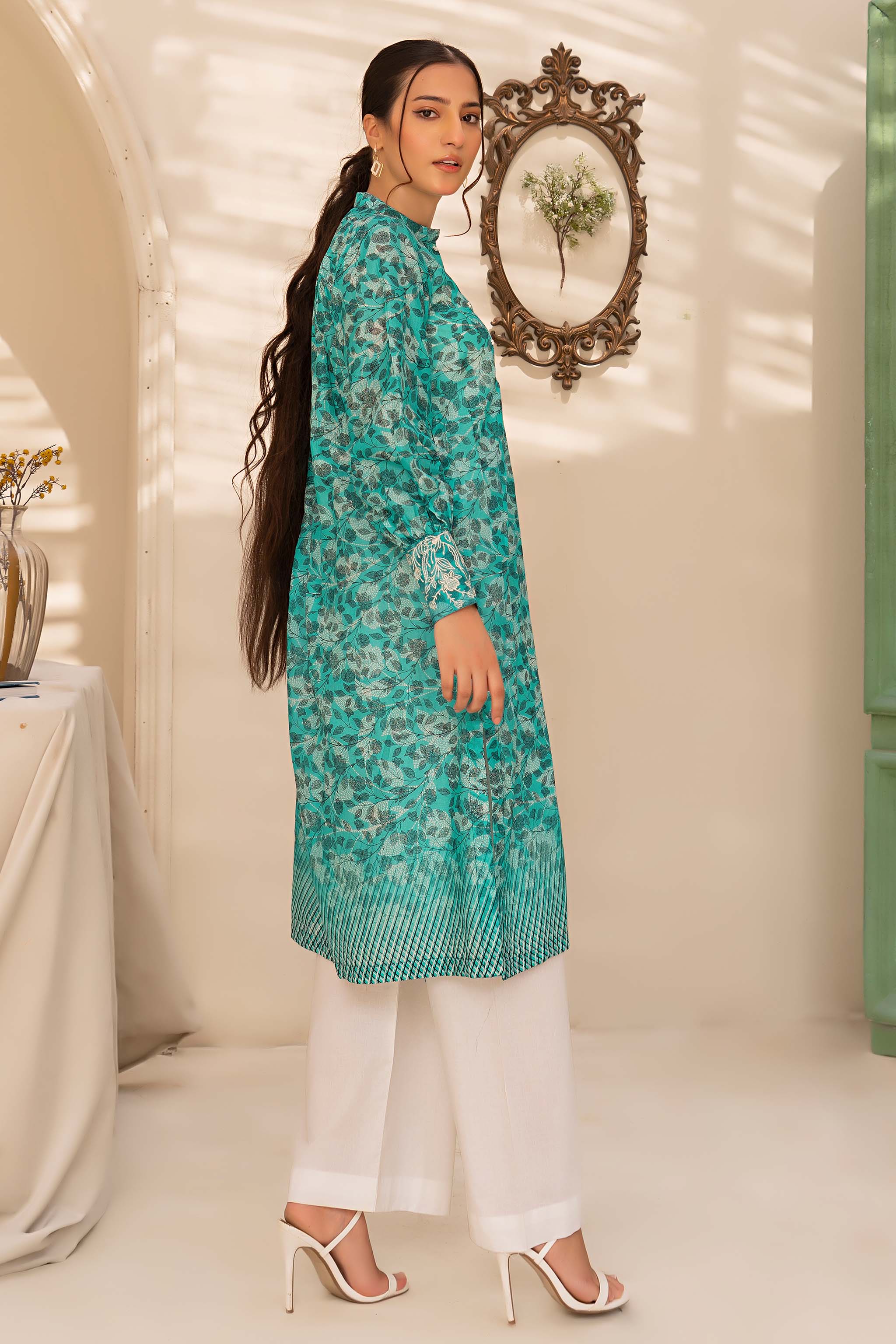 1 Piece Cyan Printed Lawn - (Vol-57/16)1P-S-24-D-12 - SAFANOOR