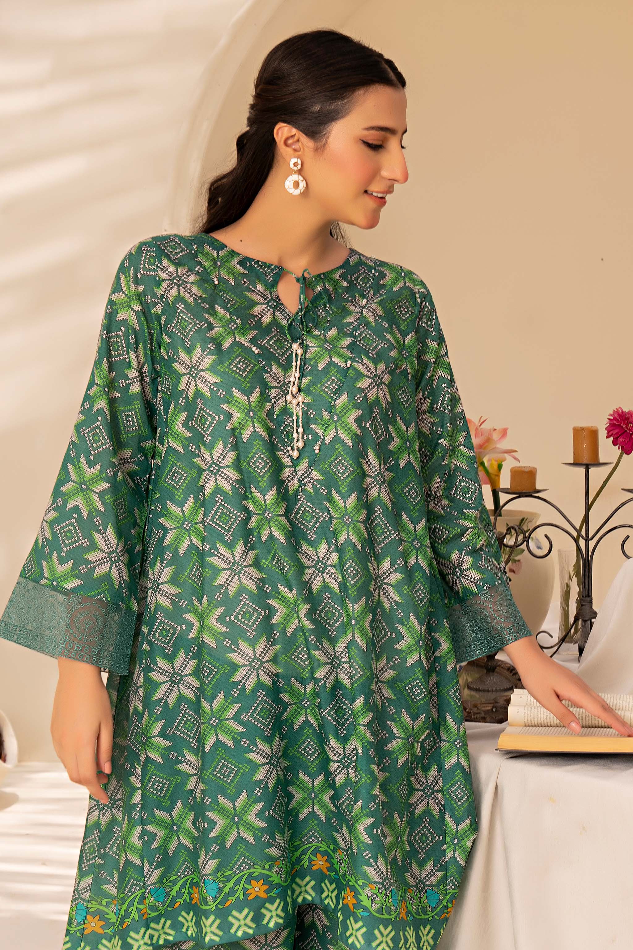 1 Piece Green Printed Lawn - (Vol-57/16)1P-S-24-D-19 - SAFANOOR