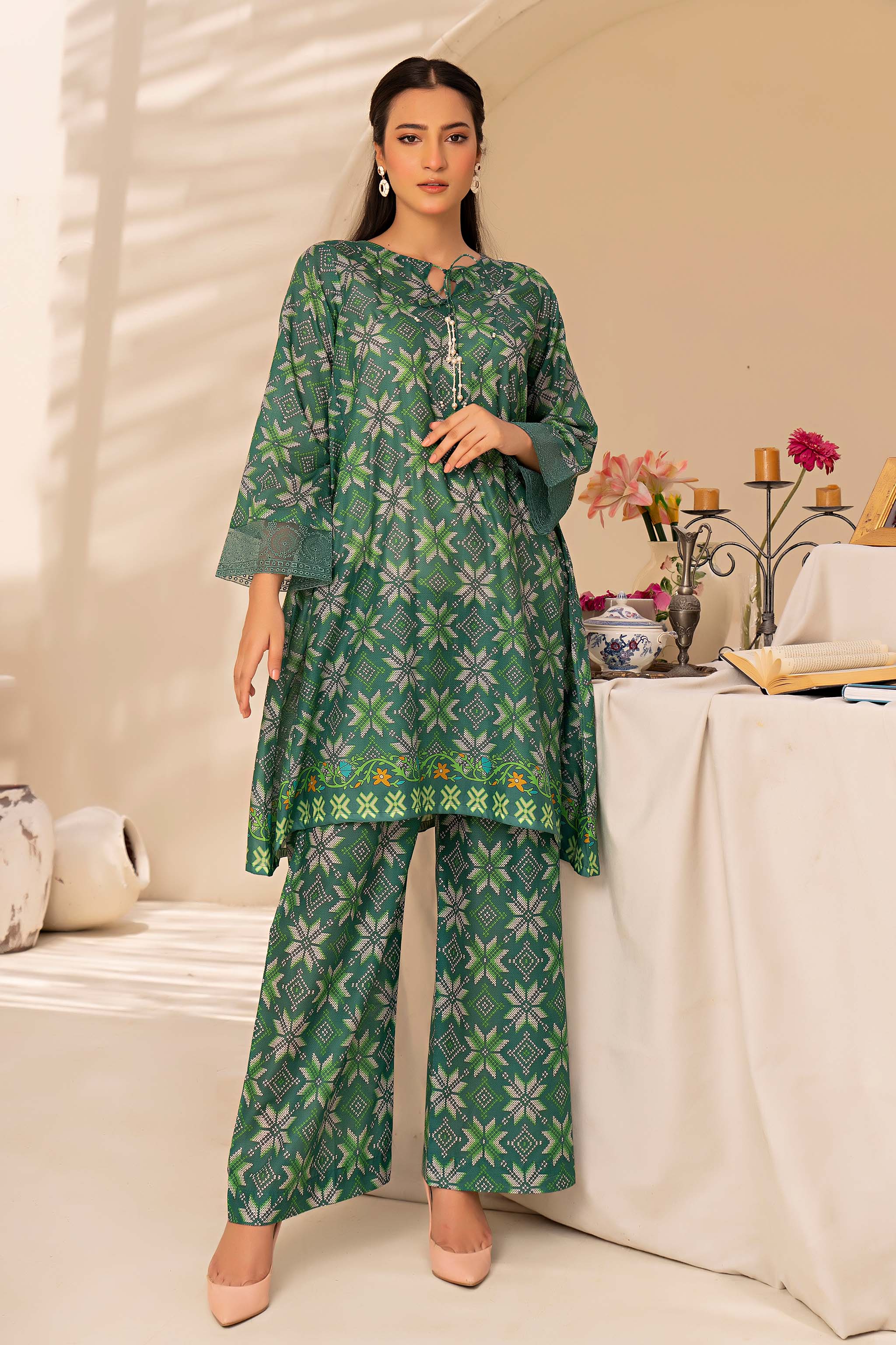 1 Piece Green Printed Lawn - (Vol-57/16)1P-S-24-D-19 - SAFANOOR