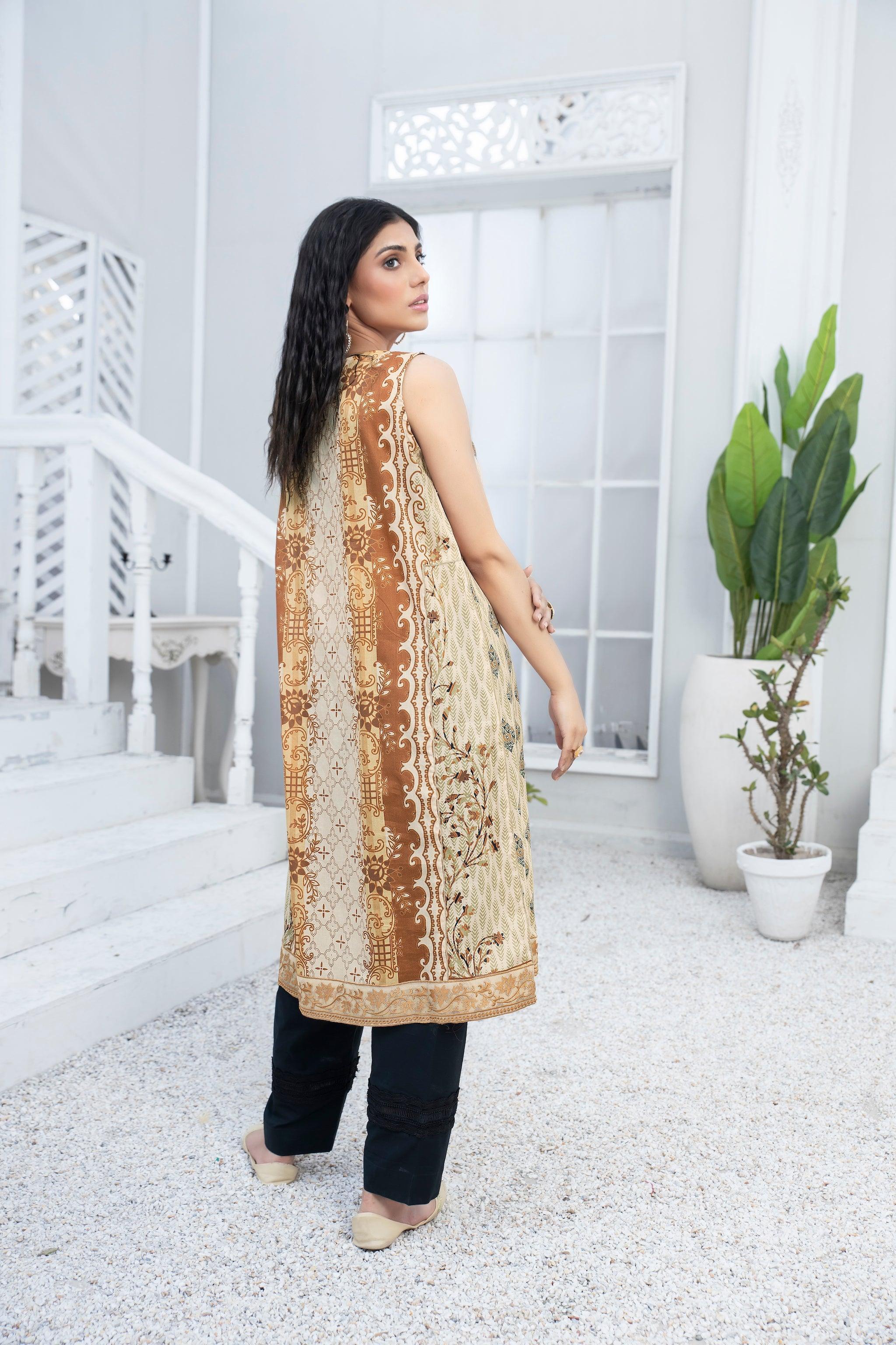 1 Piece Light Beige Embroidered Lawn Unstitched - (Vol-51/11)1P-S-23-D-15