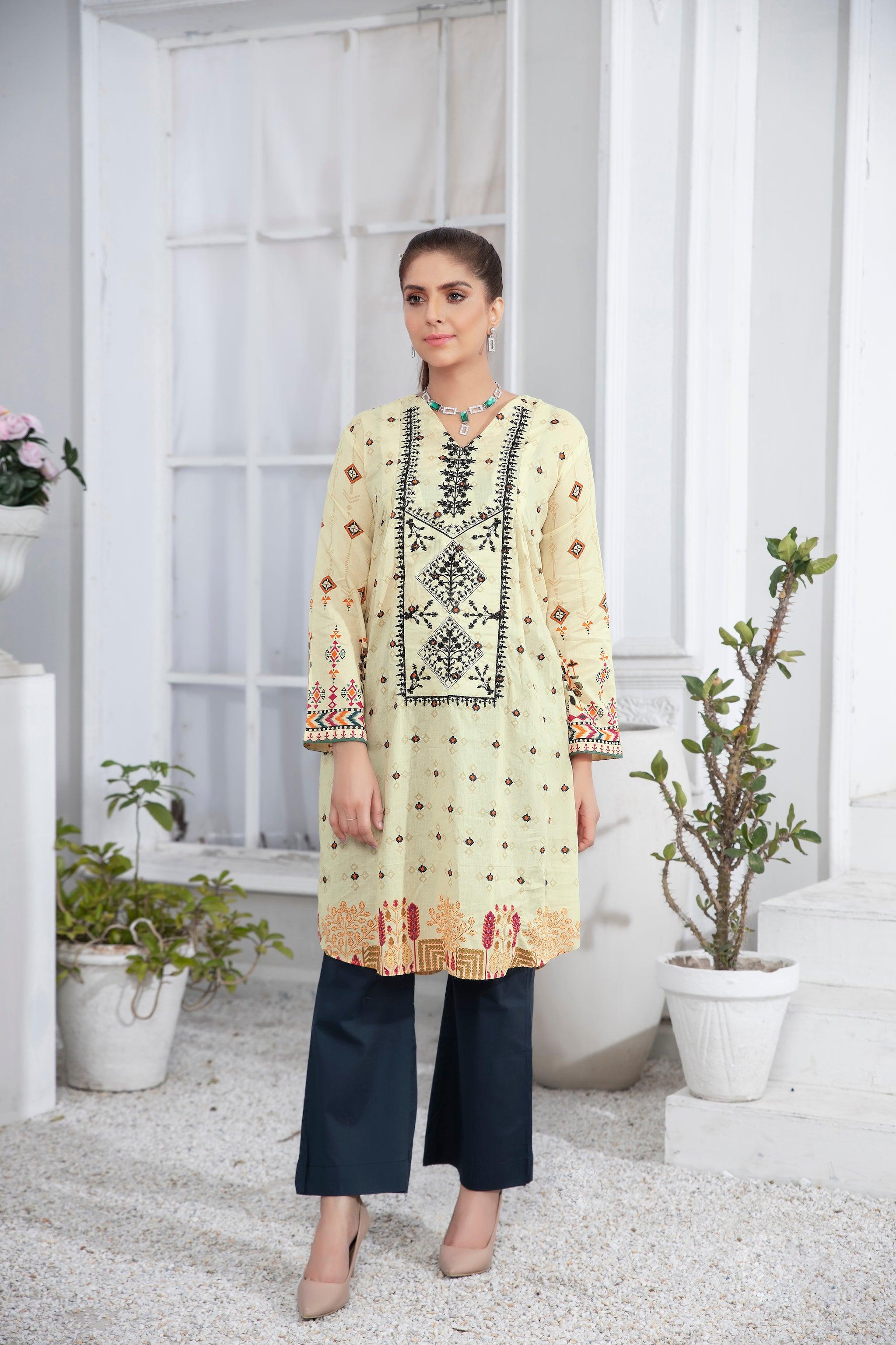 1 Piece Light Yellow Embroidered Lawn Unstitched - (Vol-51/11)1P-S-23-D-10 - SAFANOOR