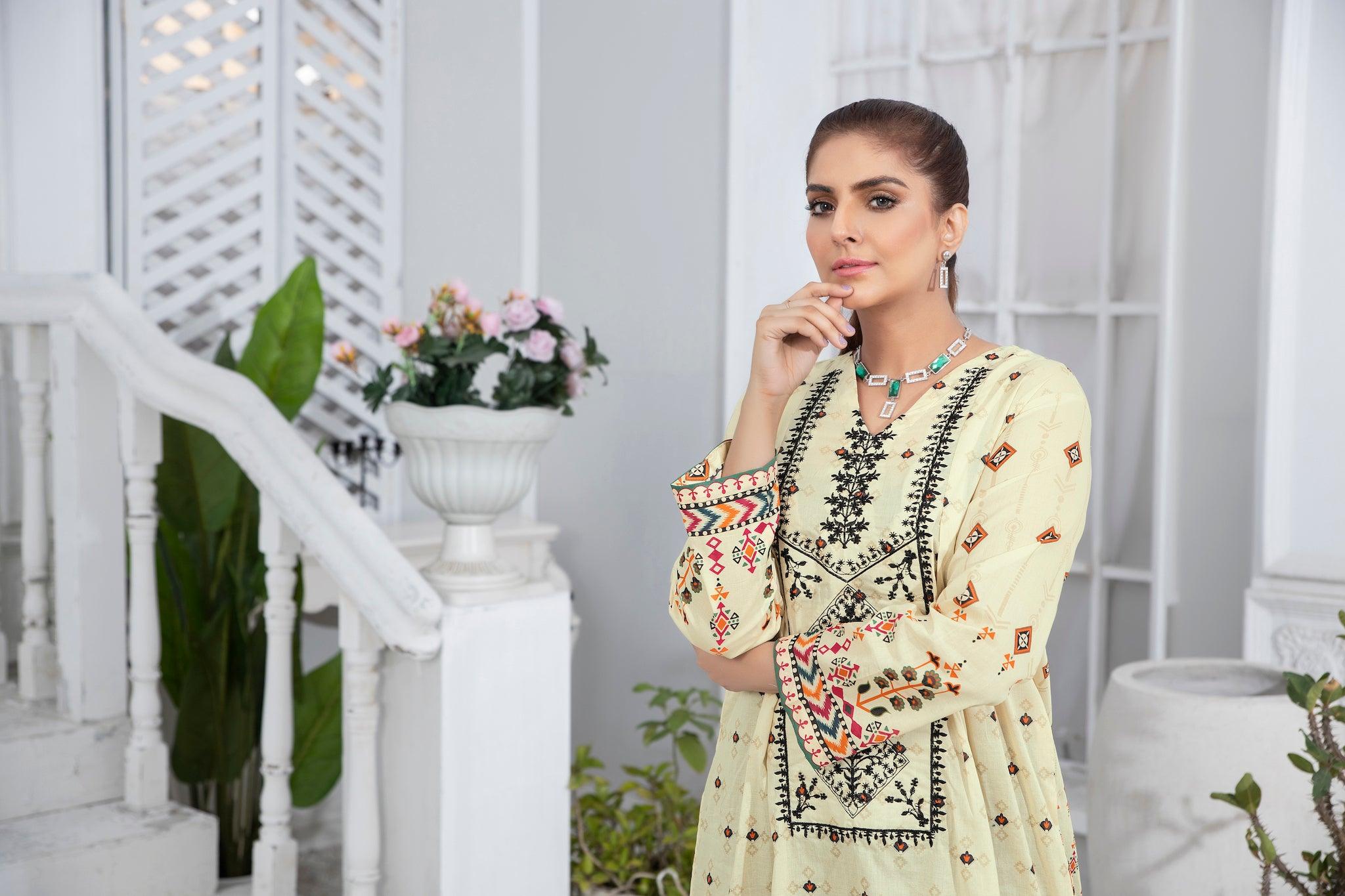 1 Piece Light Yellow Embroidered Lawn Unstitched - (Vol-51/11)1P-S-23-D-10 - SAFANOOR