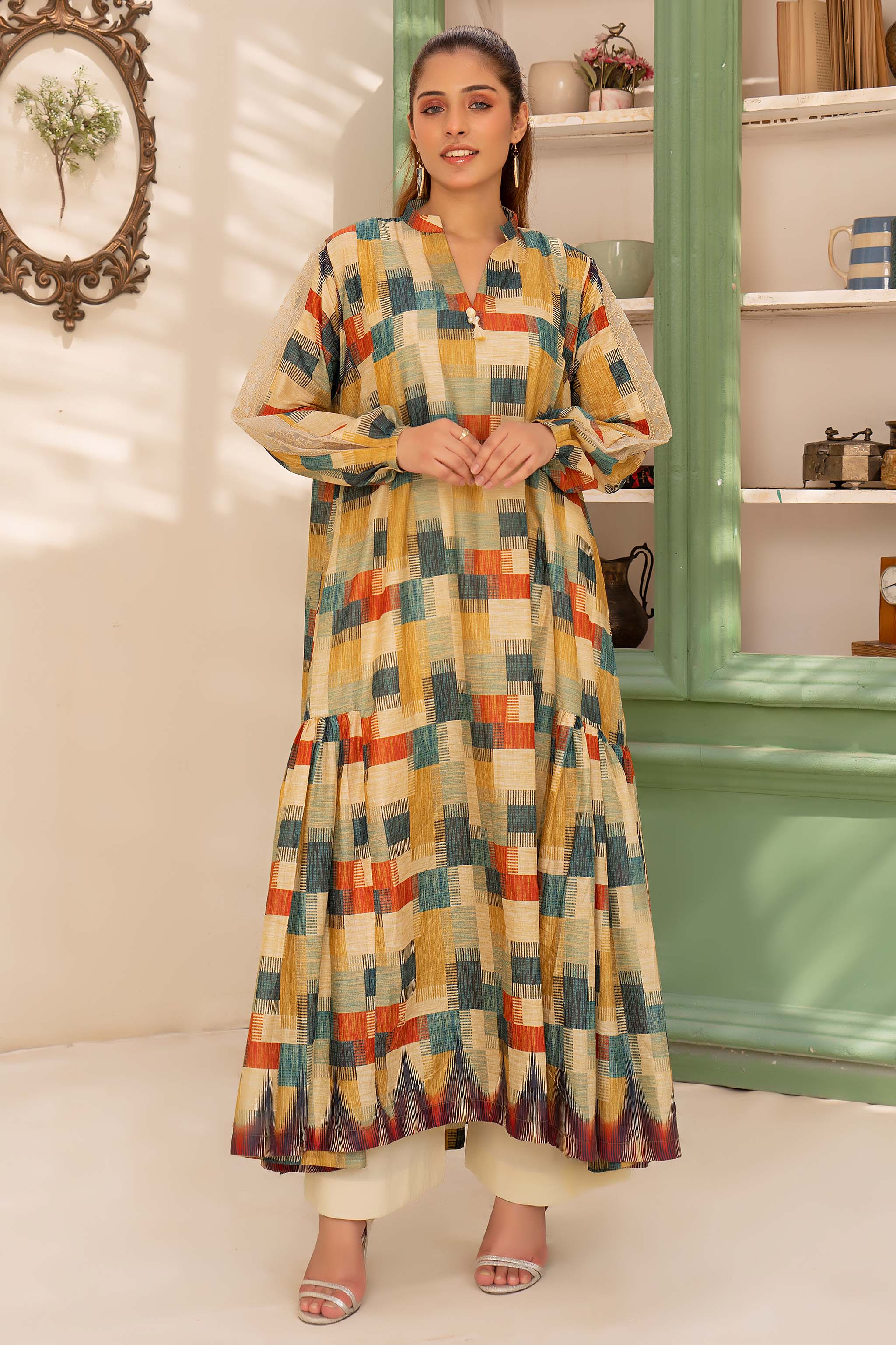 1 Piece Multi Beige Printed Lawn - (Vol-57/16)1P-S-24-D-6 - SAFANOOR