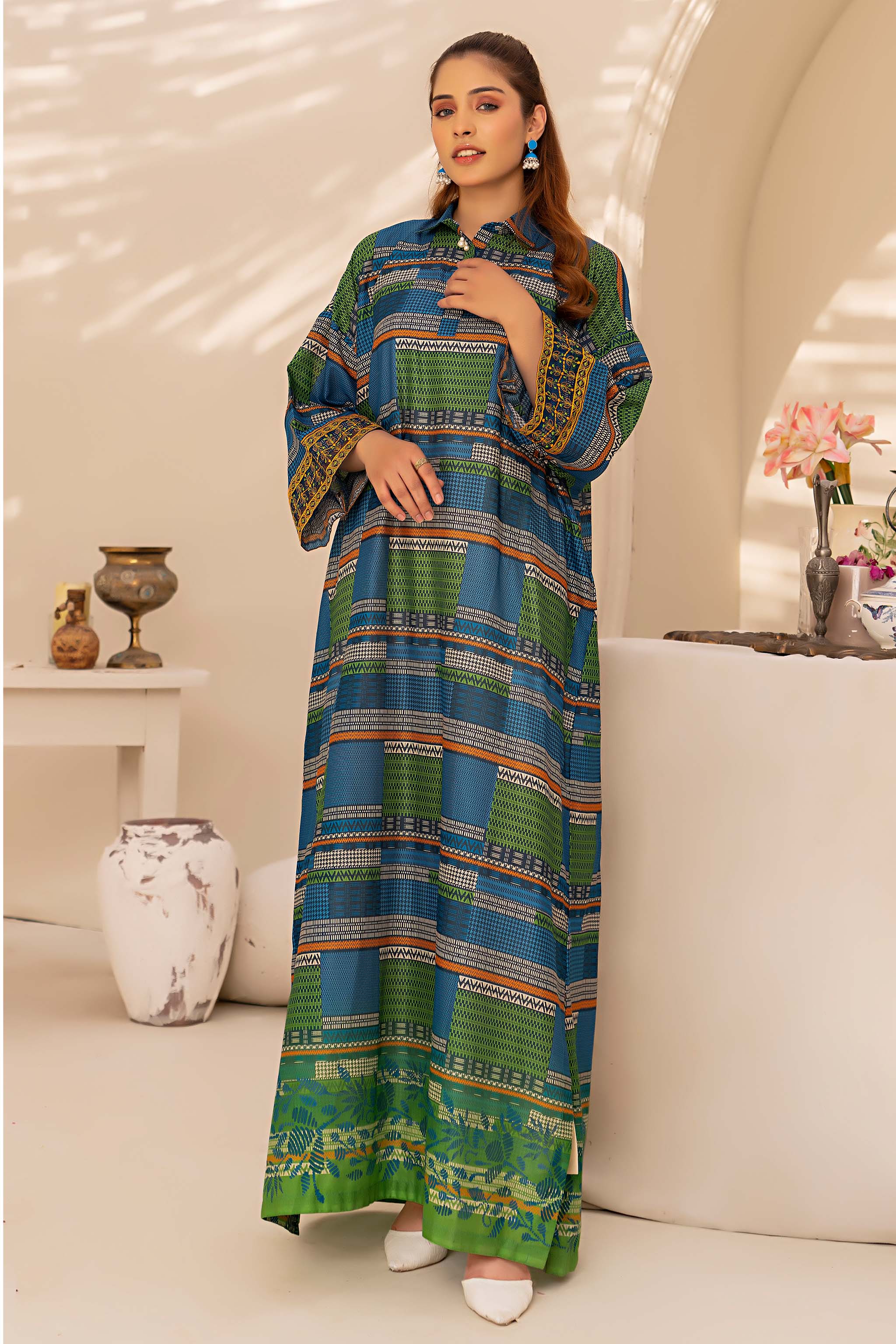 1 Piece Multi Green Printed Lawn - (Vol-57/16)1P-S-24-D-10 - SAFANOOR