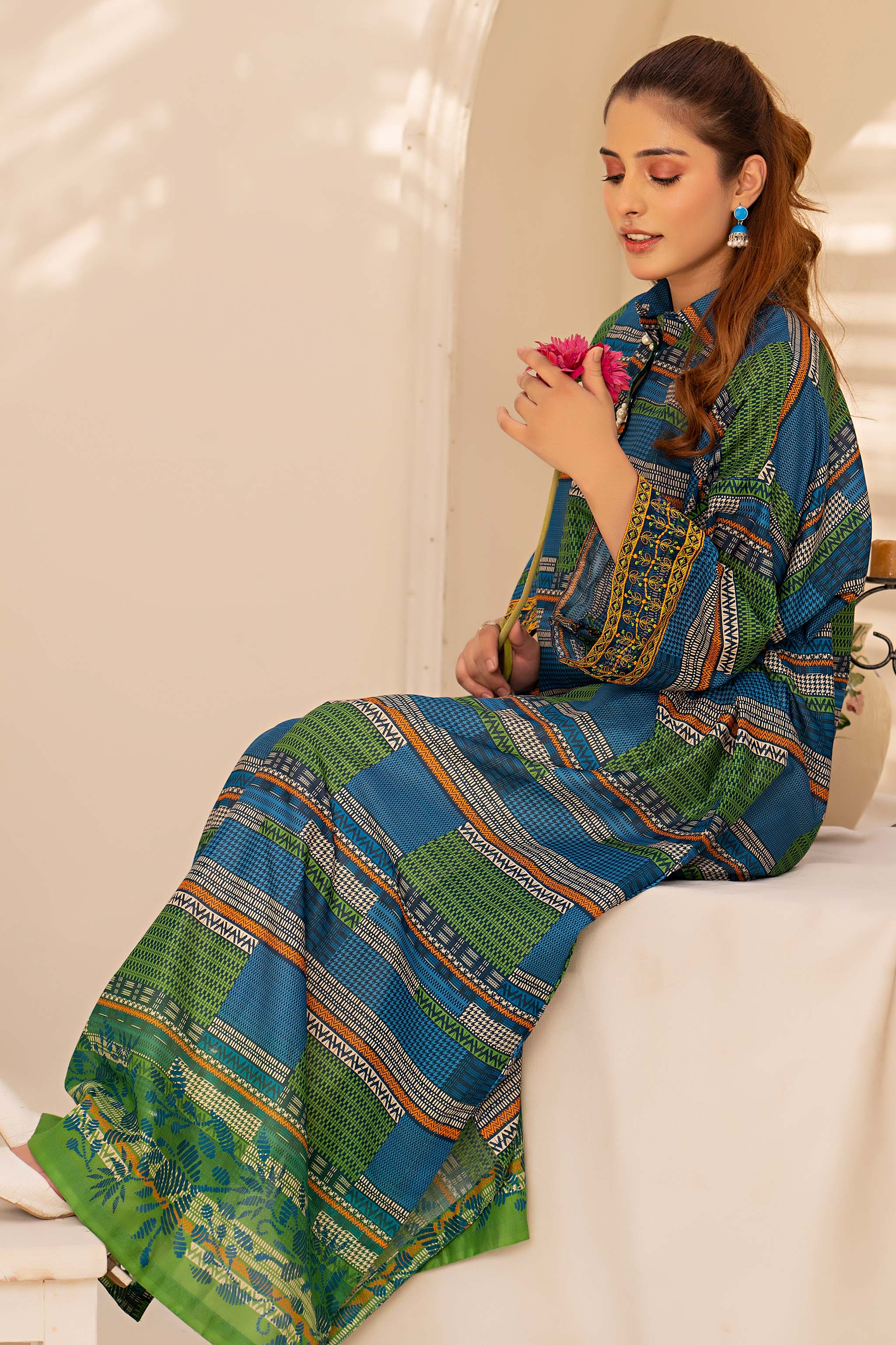 1 Piece Multi Green Printed Lawn - (Vol-57/16)1P-S-24-D-10 - SAFANOOR