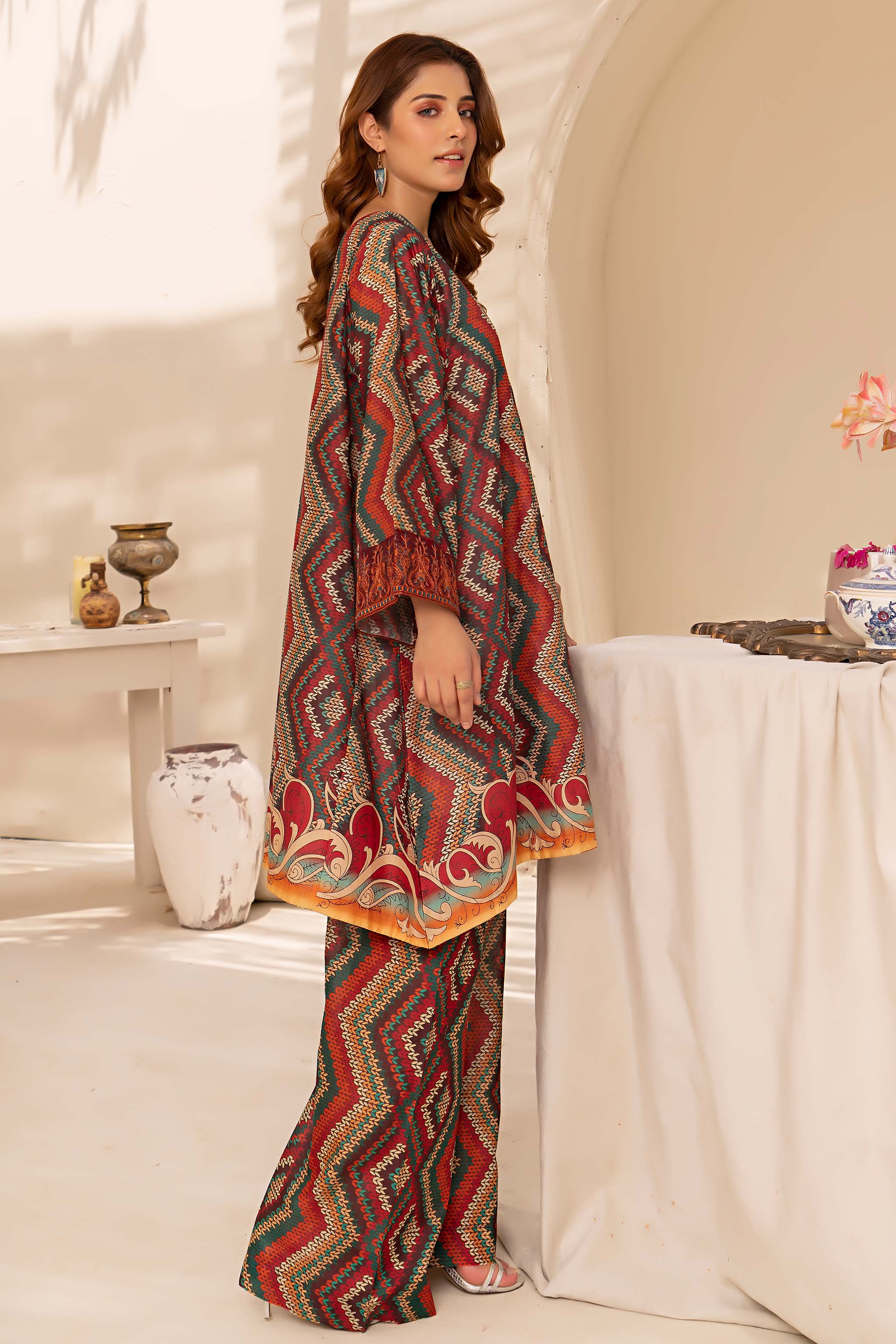 1 Piece Multi Maroon Printed Lawn - (Vol-57/16)1P-S-24-D-16 - SAFANOOR