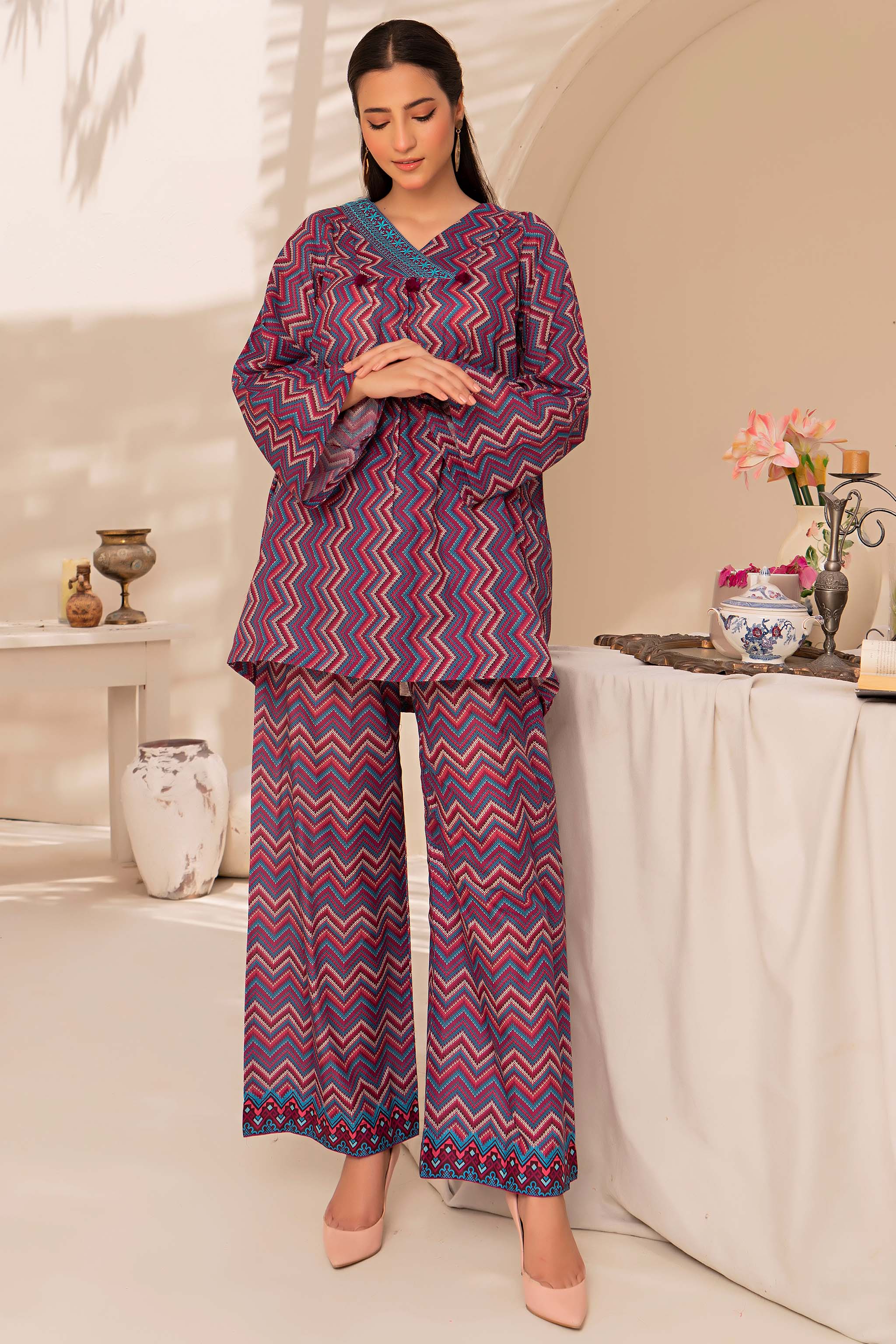 1 Piece Multi Plum Printed Lawn - (Vol-57/16)1P-S-24-D-2 - SAFANOOR