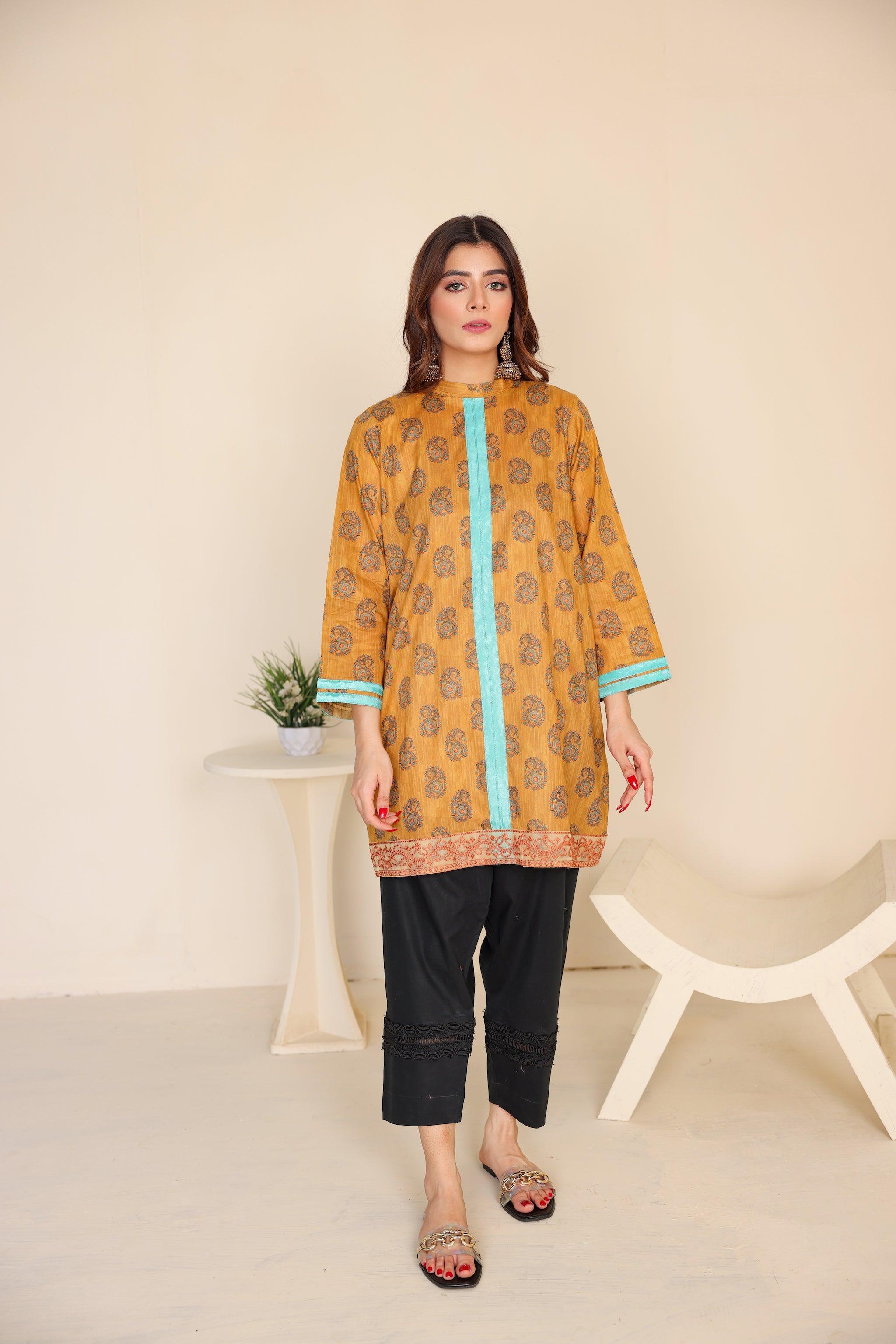 1 Piece Mustard Embroidered Lawn Unstitched - (Vol-50/10)1P-S-23-D-11 - SAFANOOR