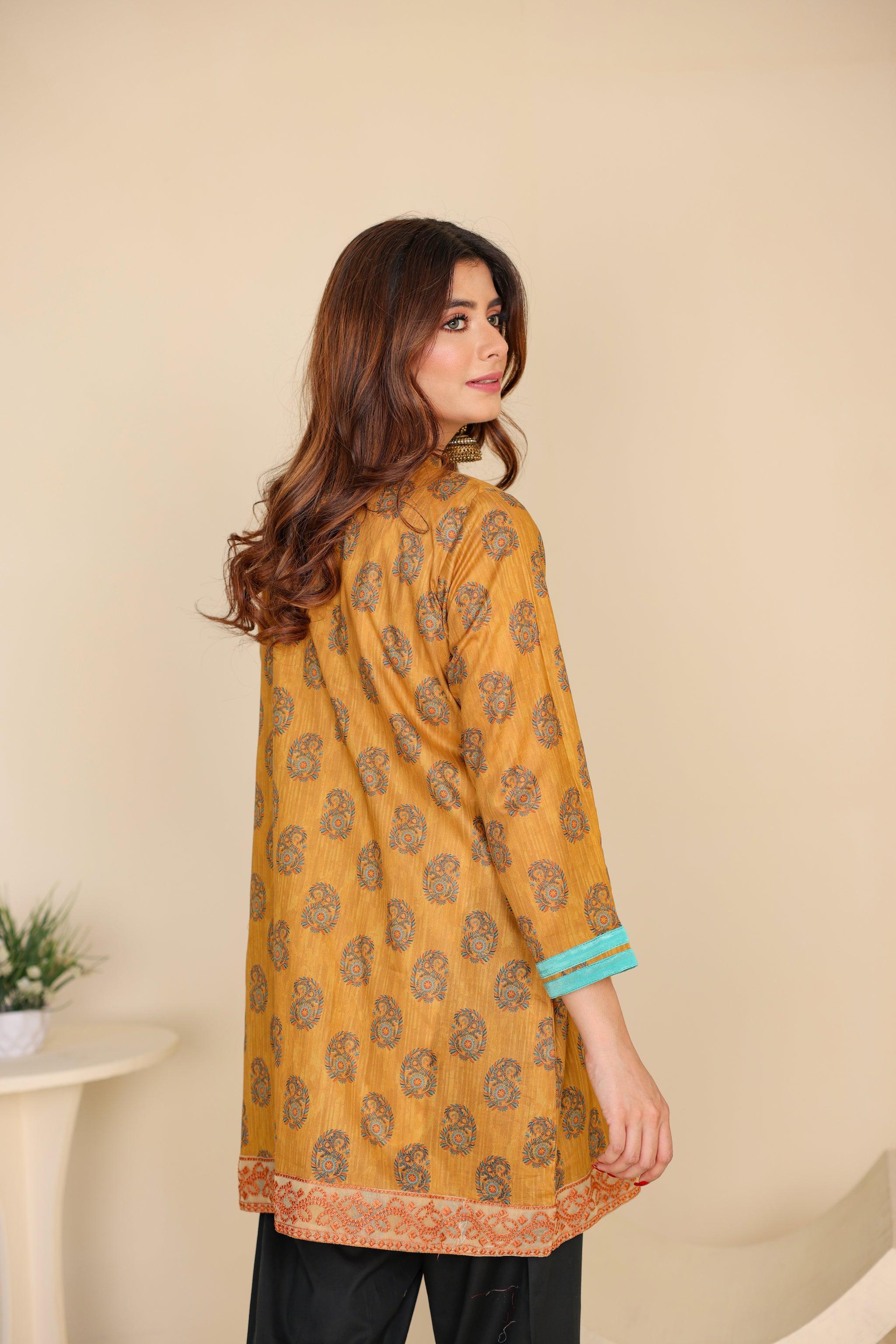 1 Piece Mustard Embroidered Lawn Unstitched - (Vol-50/10)1P-S-23-D-11 - SAFANOOR