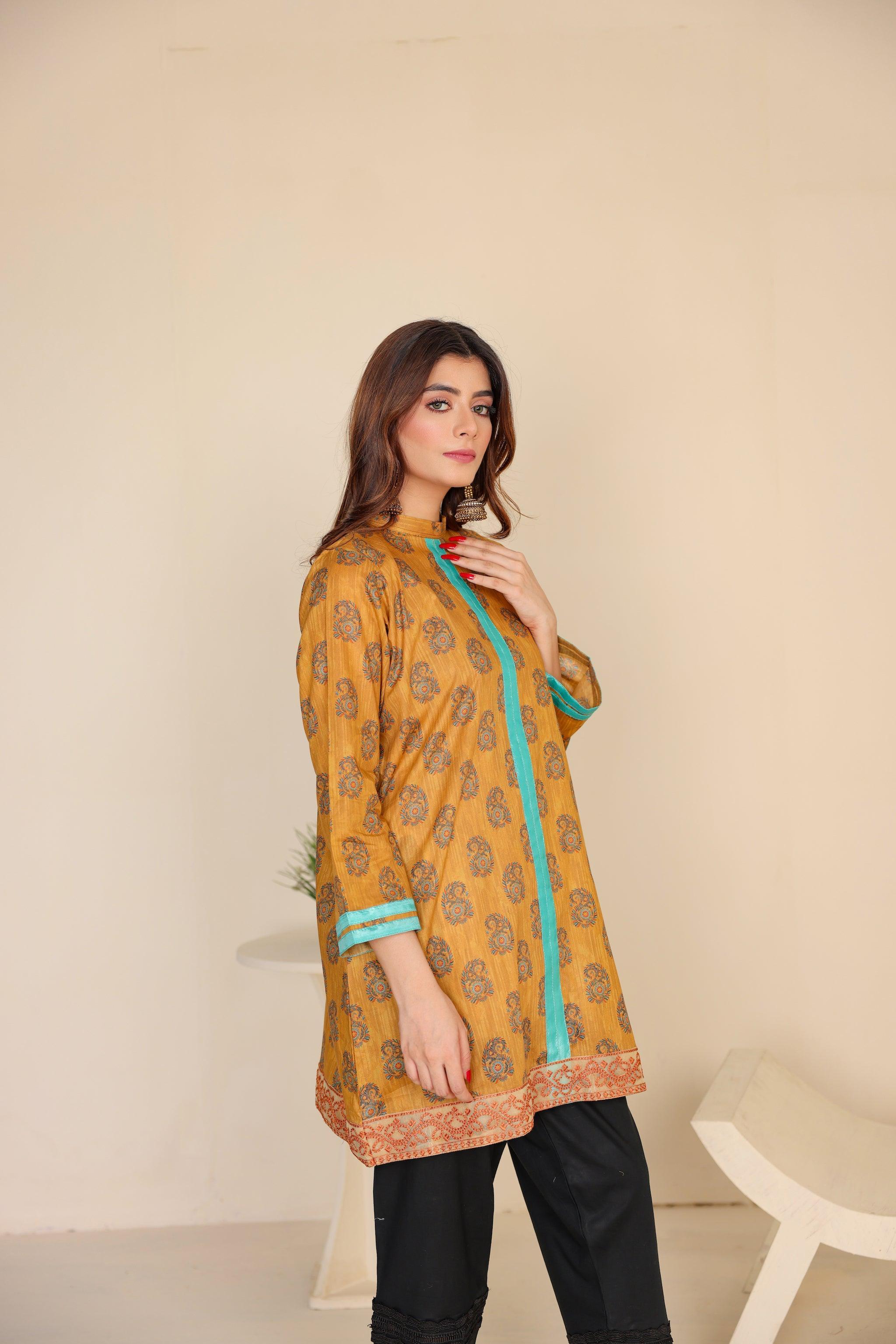 1 Piece Mustard Embroidered Lawn Unstitched - (Vol-50/10)1P-S-23-D-11 - SAFANOOR
