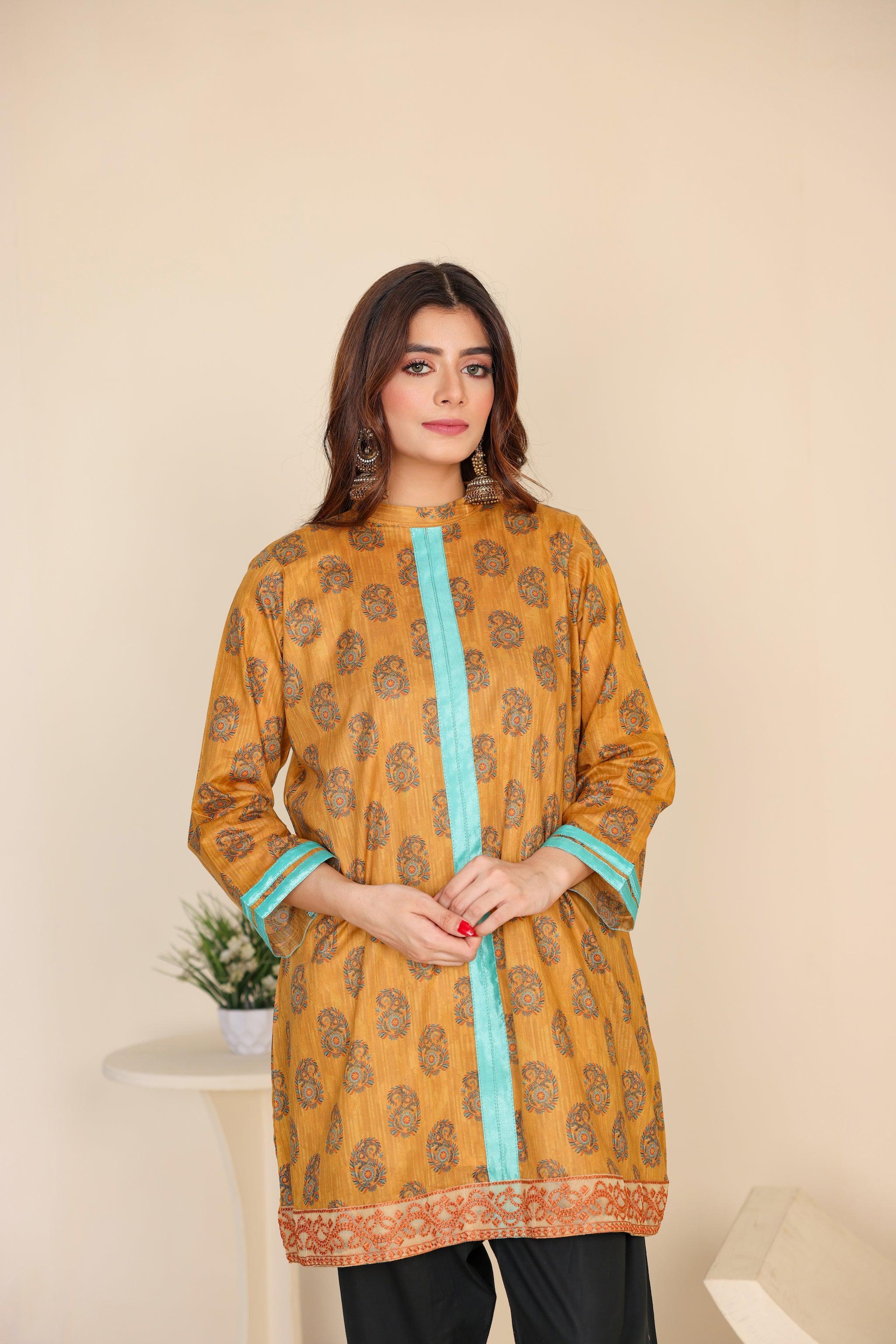 1 Piece Mustard Embroidered Lawn Unstitched - (Vol-50/10)1P-S-23-D-11 - SAFANOOR
