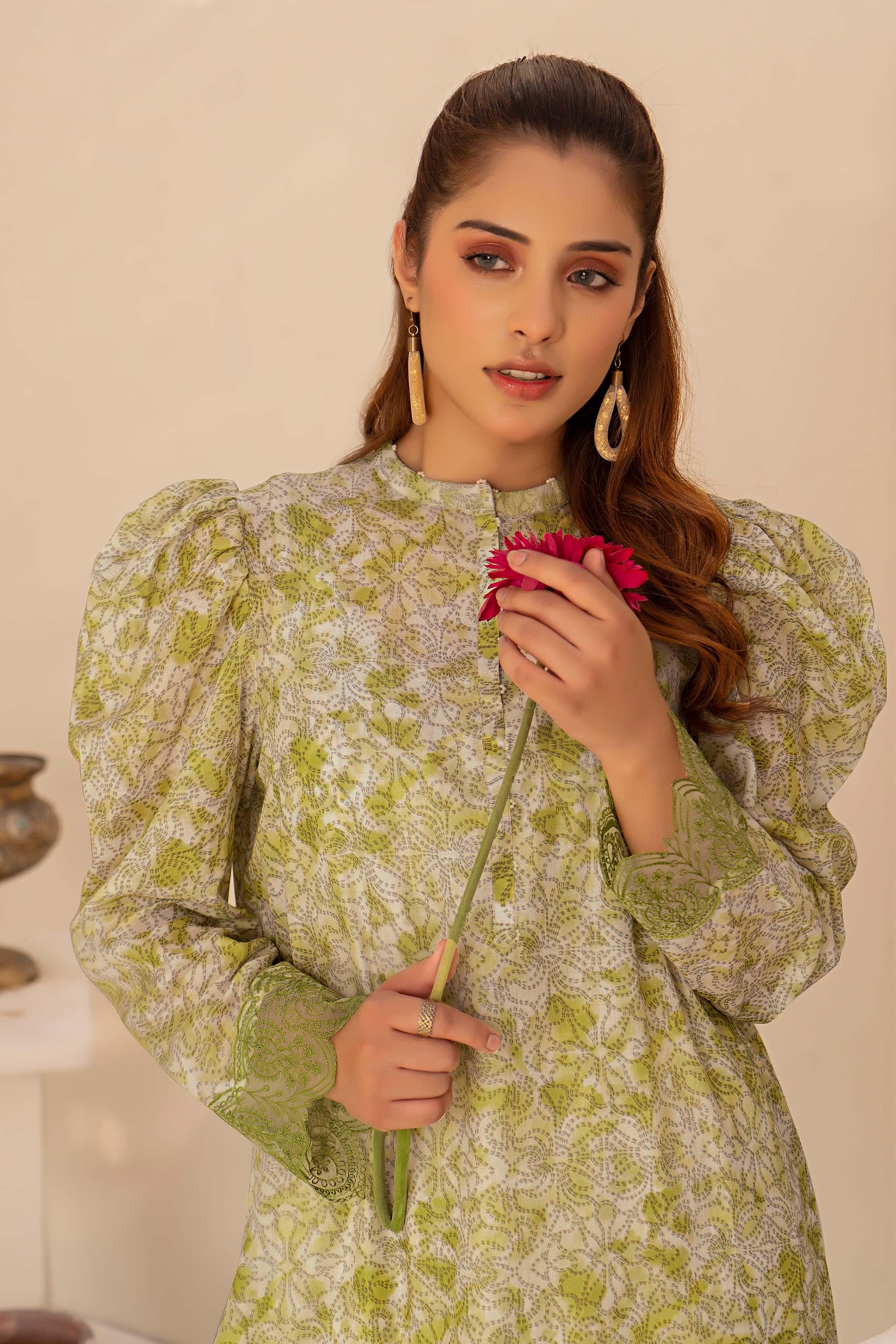 1 Piece Olive Green Printed Lawn - (Vol-57/16)1P-S-24-D-1 - SAFANOOR