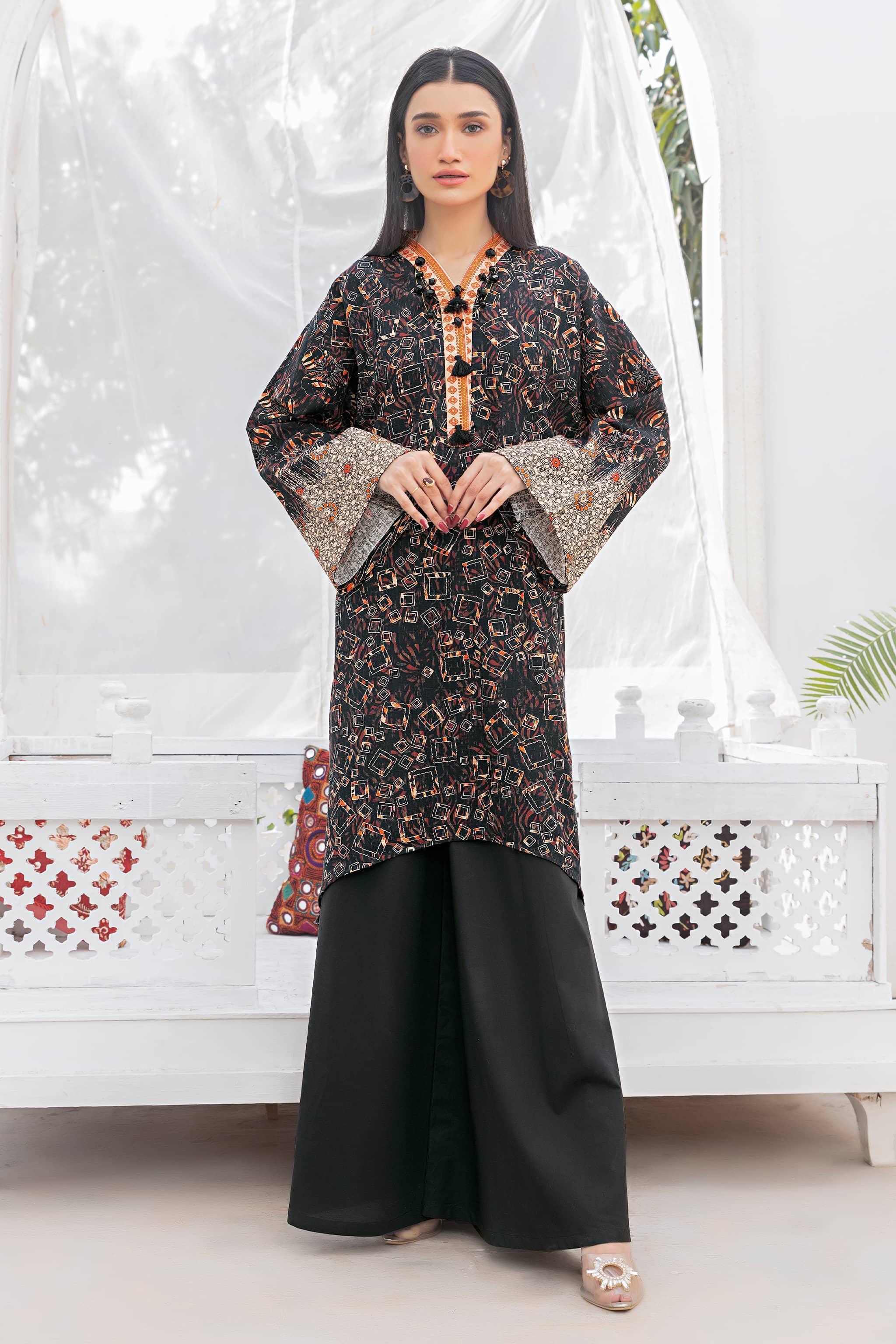 1 Piece Unstitched Doriya Khaddar Black - (Vol-58/08)1P-W-24-D-2 - SAFANOOR