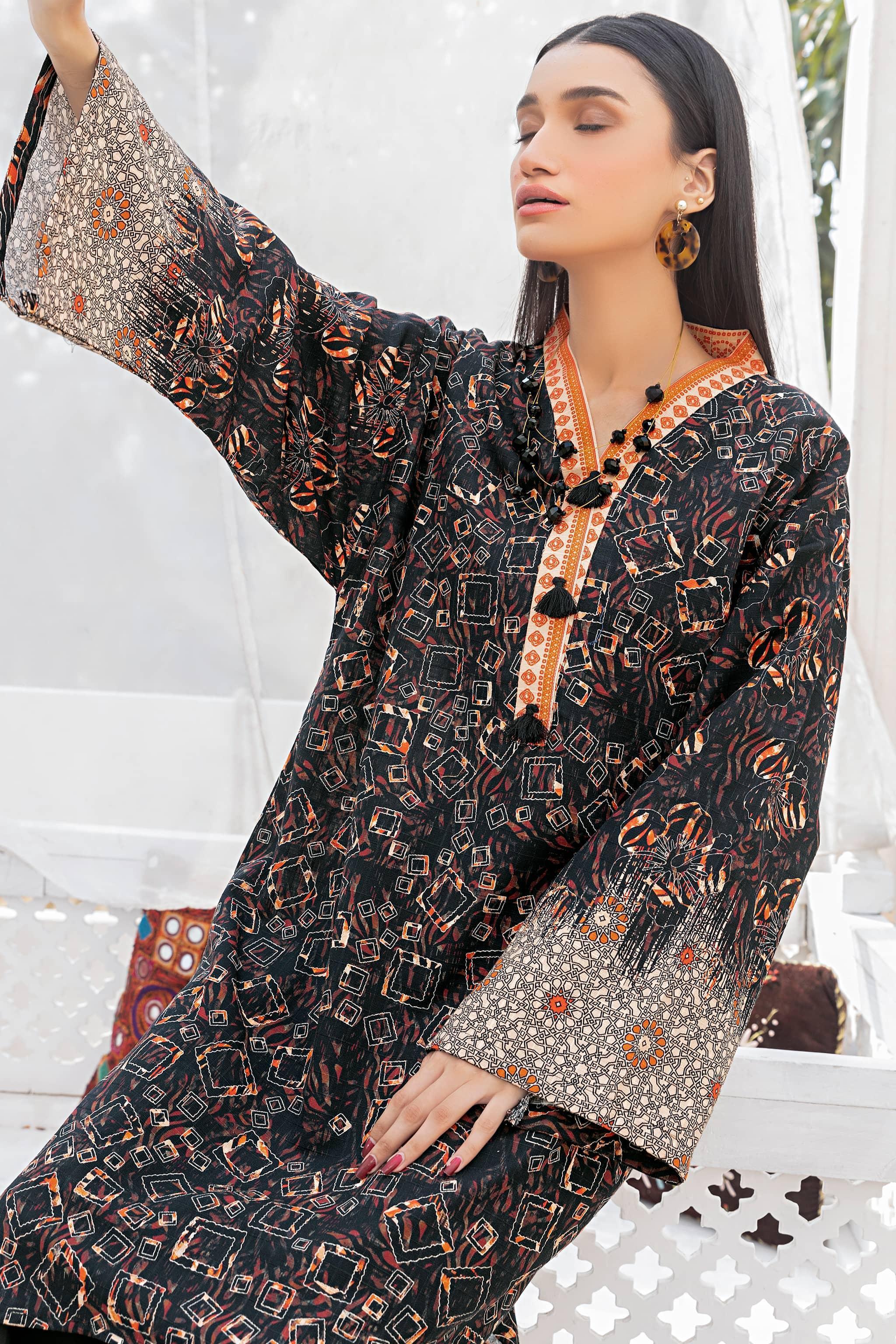 1 Piece Unstitched Doriya Khaddar Black - (Vol-58/08)1P-W-24-D-2 - SAFANOOR