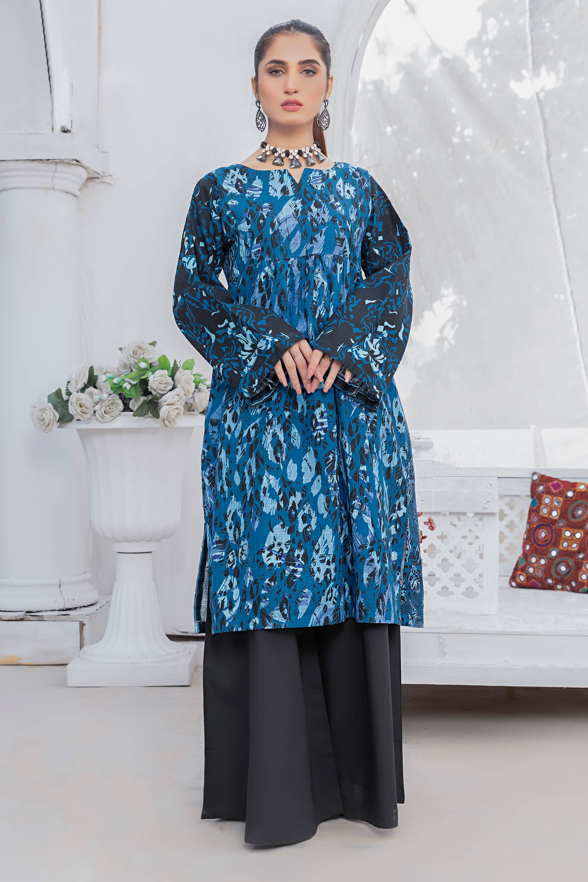 1 Piece Unstitched Doriya Khaddar Blue - (Vol-58/08)1P-W-24-D-4 - SAFANOOR