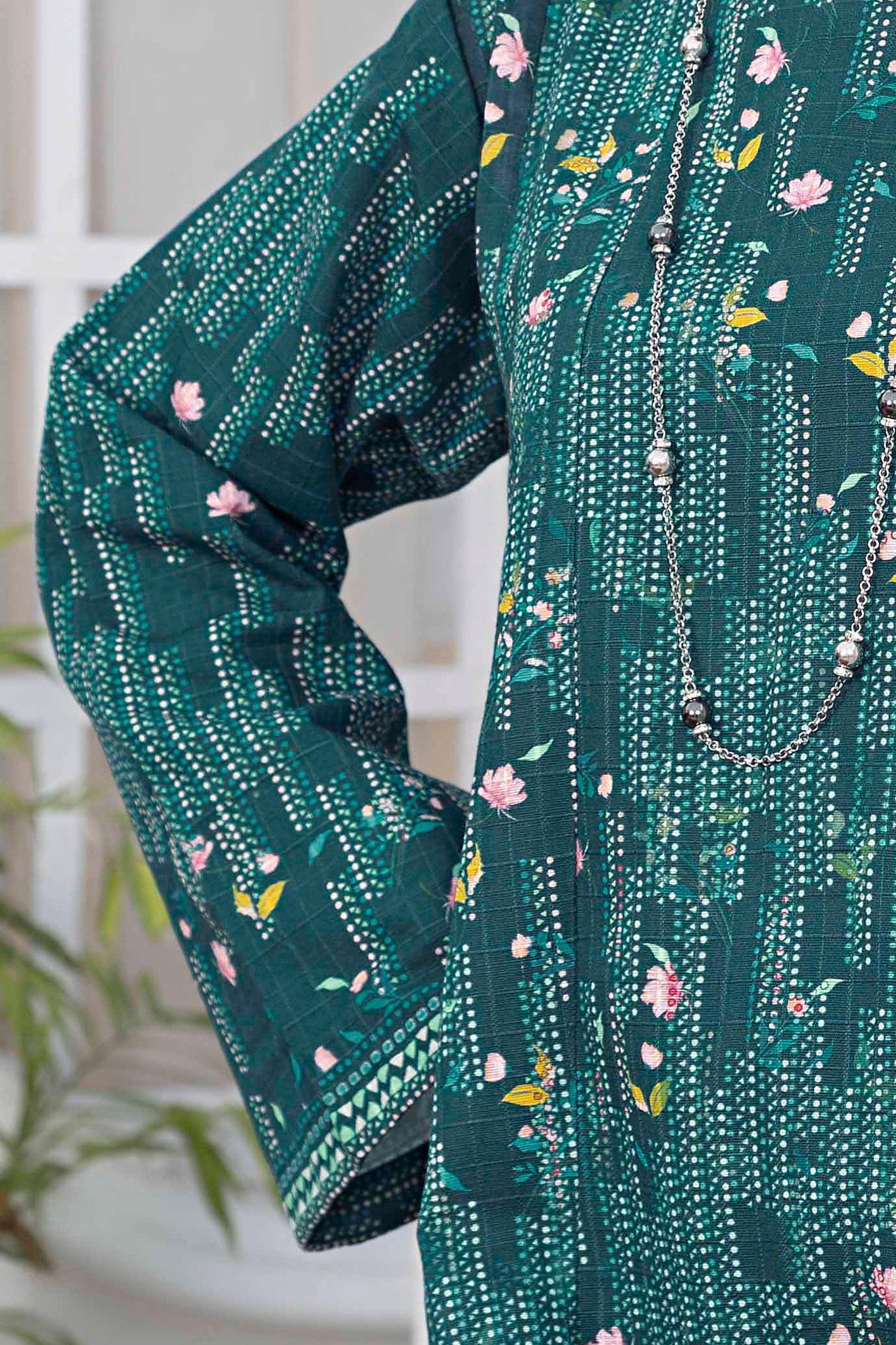 1 Piece Unstitched Doriya Khaddar Bottle Green - SafaNoor