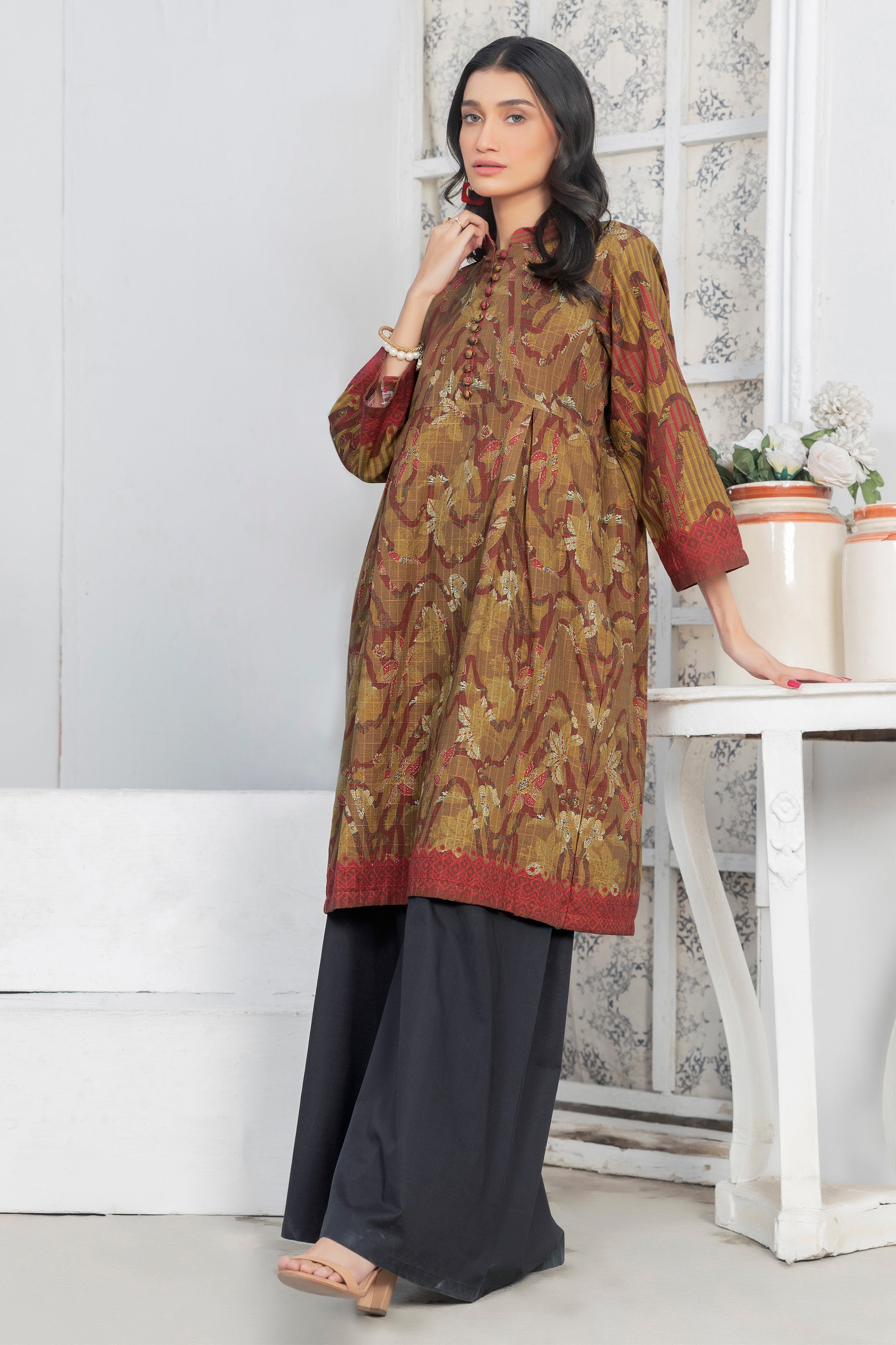 1 Piece Unstitched Doriya Khaddar Brown - (Vol-58/08)1P-W-24-D-17 - SAFANOOR