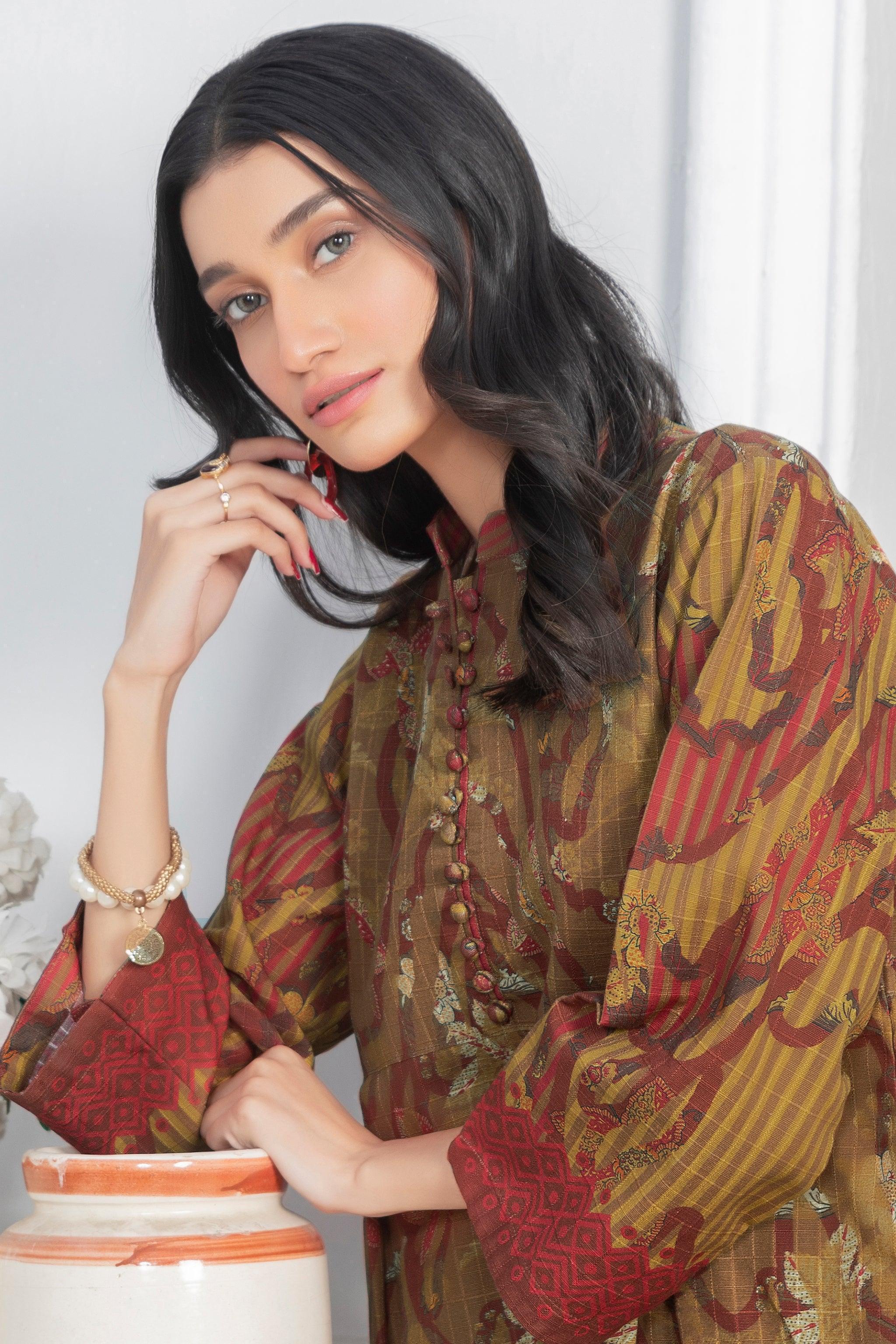 1 Piece Unstitched Doriya Khaddar Brown - SafaNoor