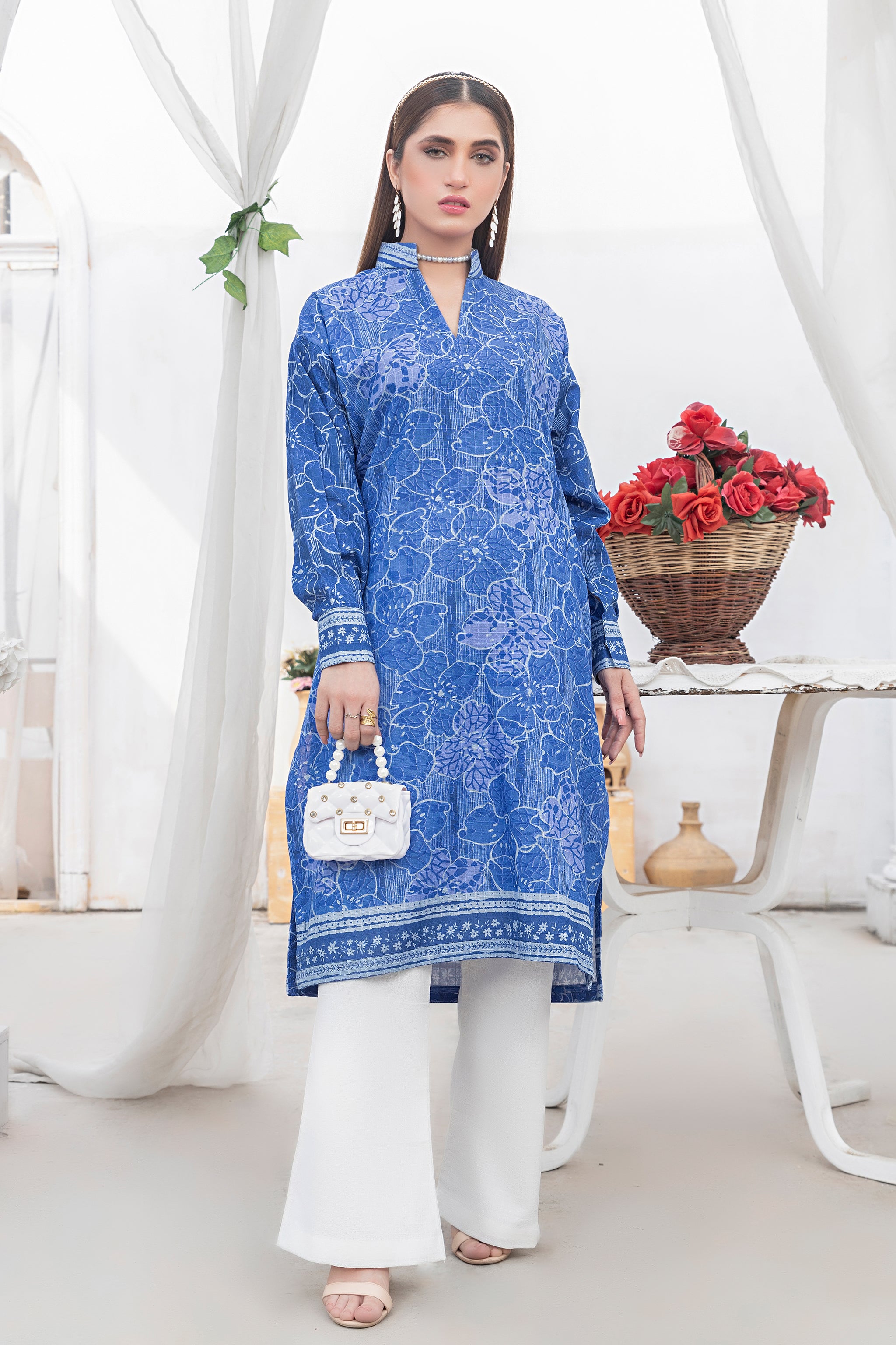 1 Piece Unstitched Doriya Khaddar Denim Blue - (Vol-58/08)1P-W-24-D-16 - SAFANOOR