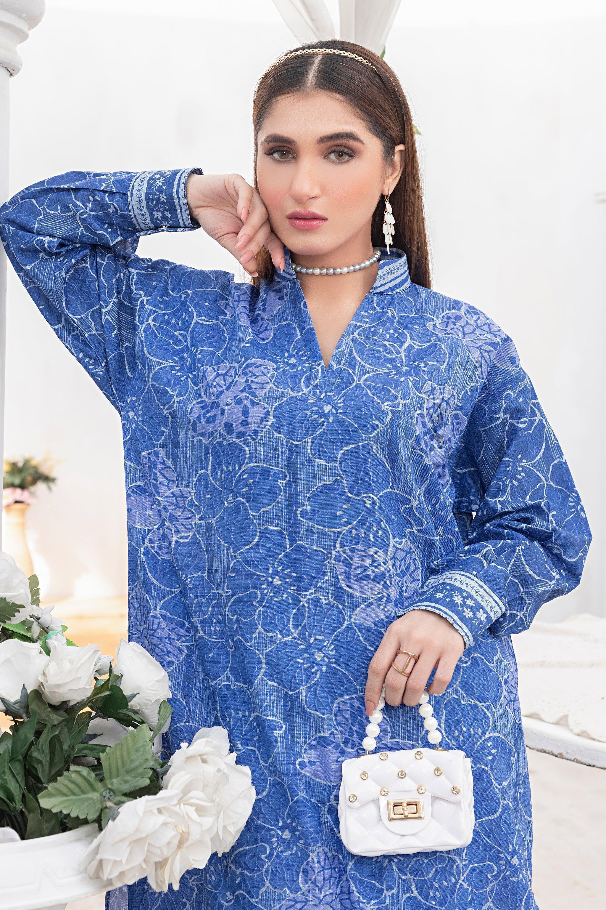 1 Piece Unstitched Doriya Khaddar Denim Blue - SafaNoor