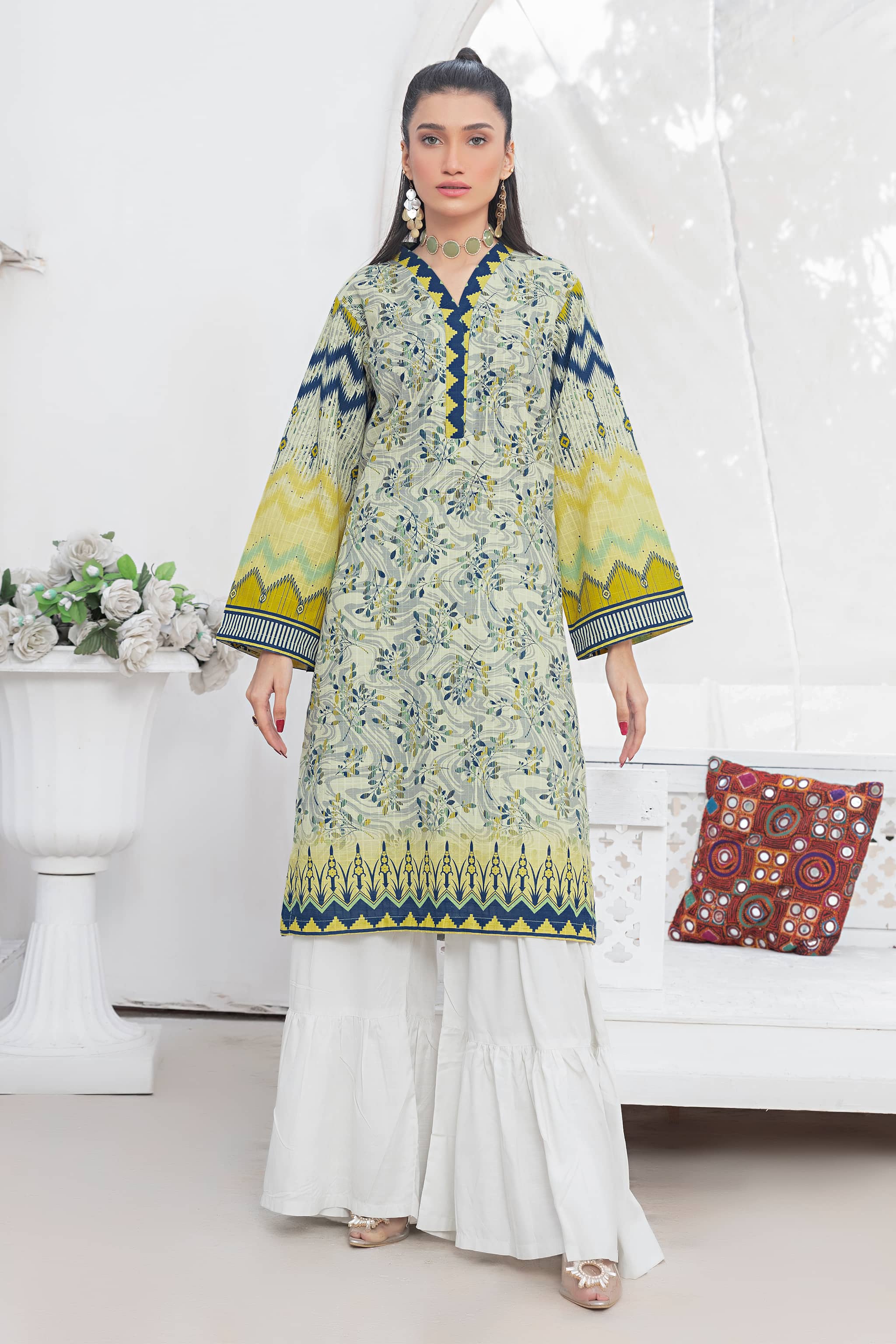 1 Piece Unstitched Doriya Khaddar Multi Cream - (Vol-58/08)1P-W-24-D-1 - SAFANOOR