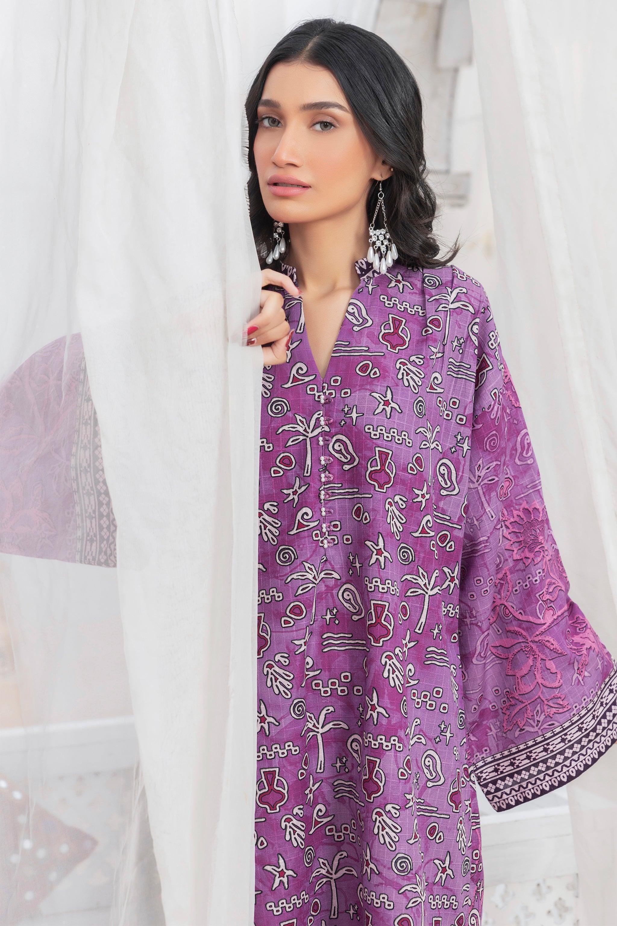1 Piece Unstitched Doriya Khaddar Multi Purple - SafaNoor
