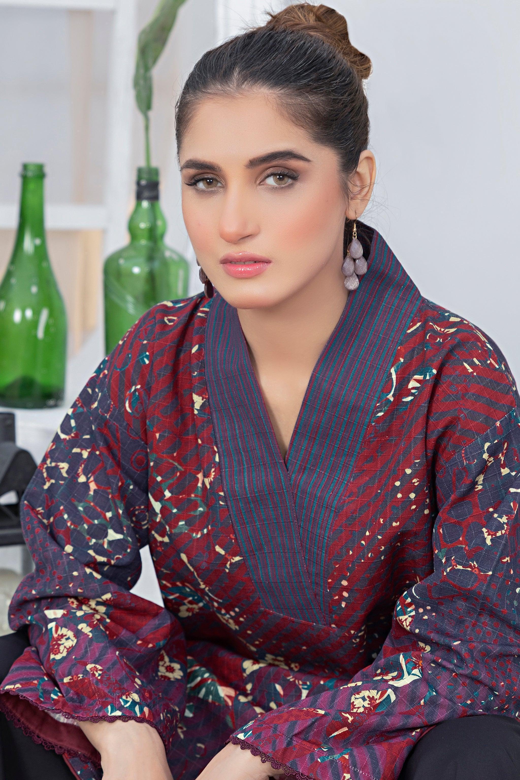 1 Piece Unstitched Doriya Khaddar Plum - SafaNoor