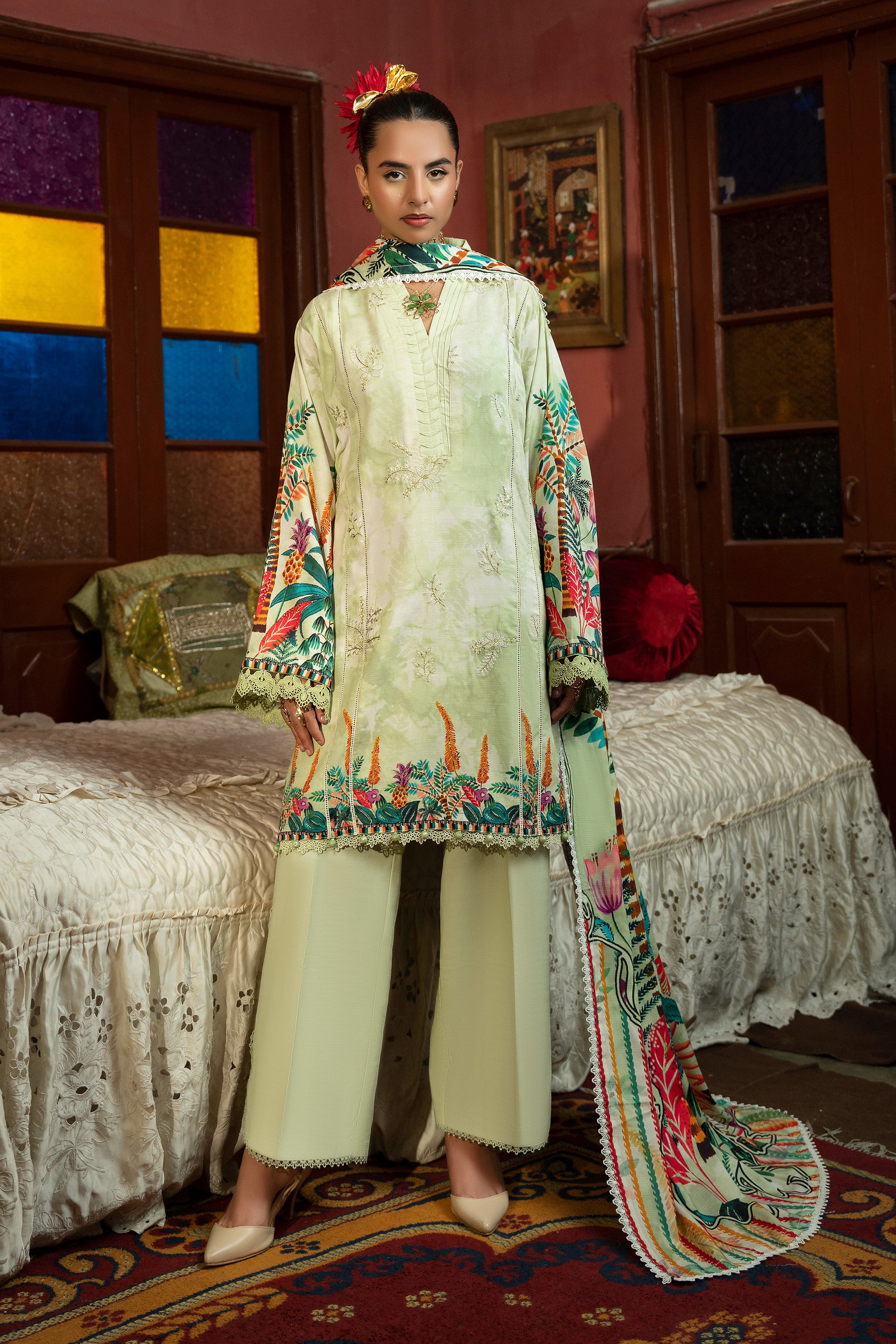 3 Piece Unstitched Panache Embroidered Linen Secondary image