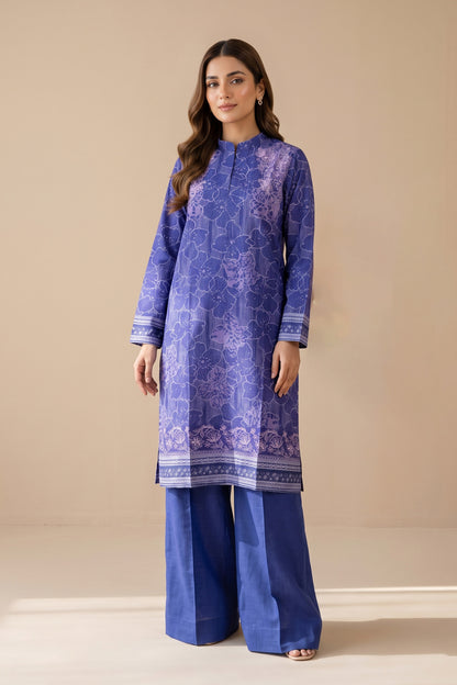 2 Piece Unstitched Printed Khaddar - Royal Blue
