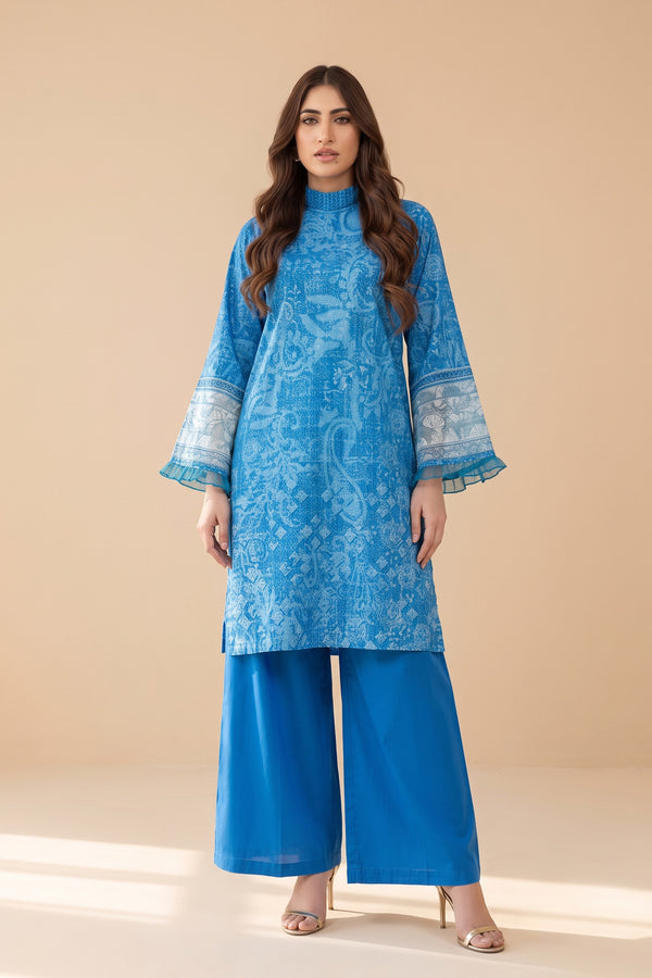 Grid Khaddar Unstitched 1 Piece Blue