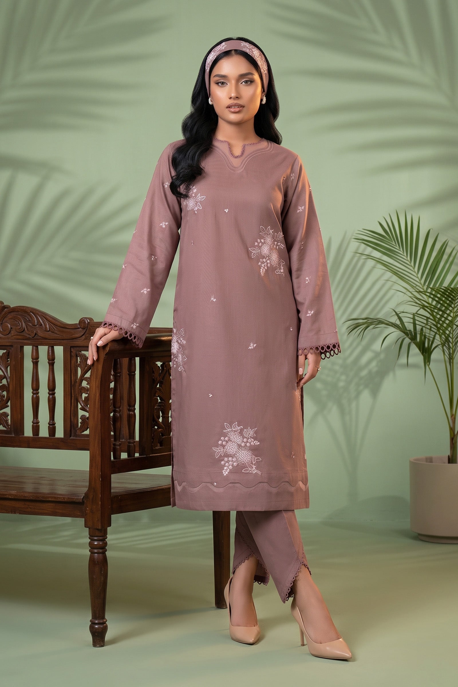 Light Mauve 2 Piece Unstitched Dyed Embroidered Lawn Main image