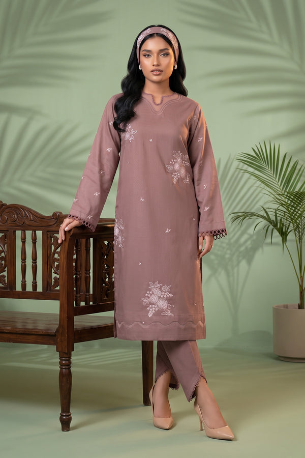 Light Mauve 2 Piece Unstitched Dyed Embroidered Lawn